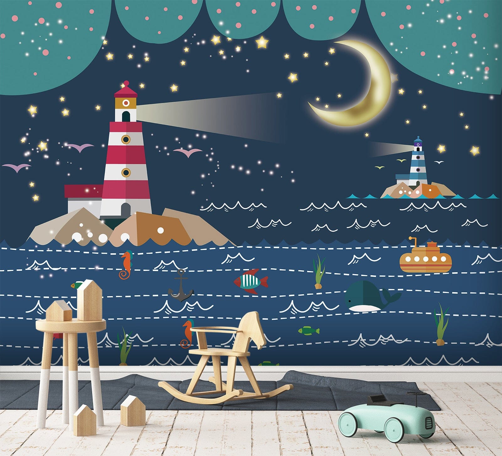 3D Moon Lighthouse 1720 Wall Murals Wallpaper AJ Wallpaper 2 