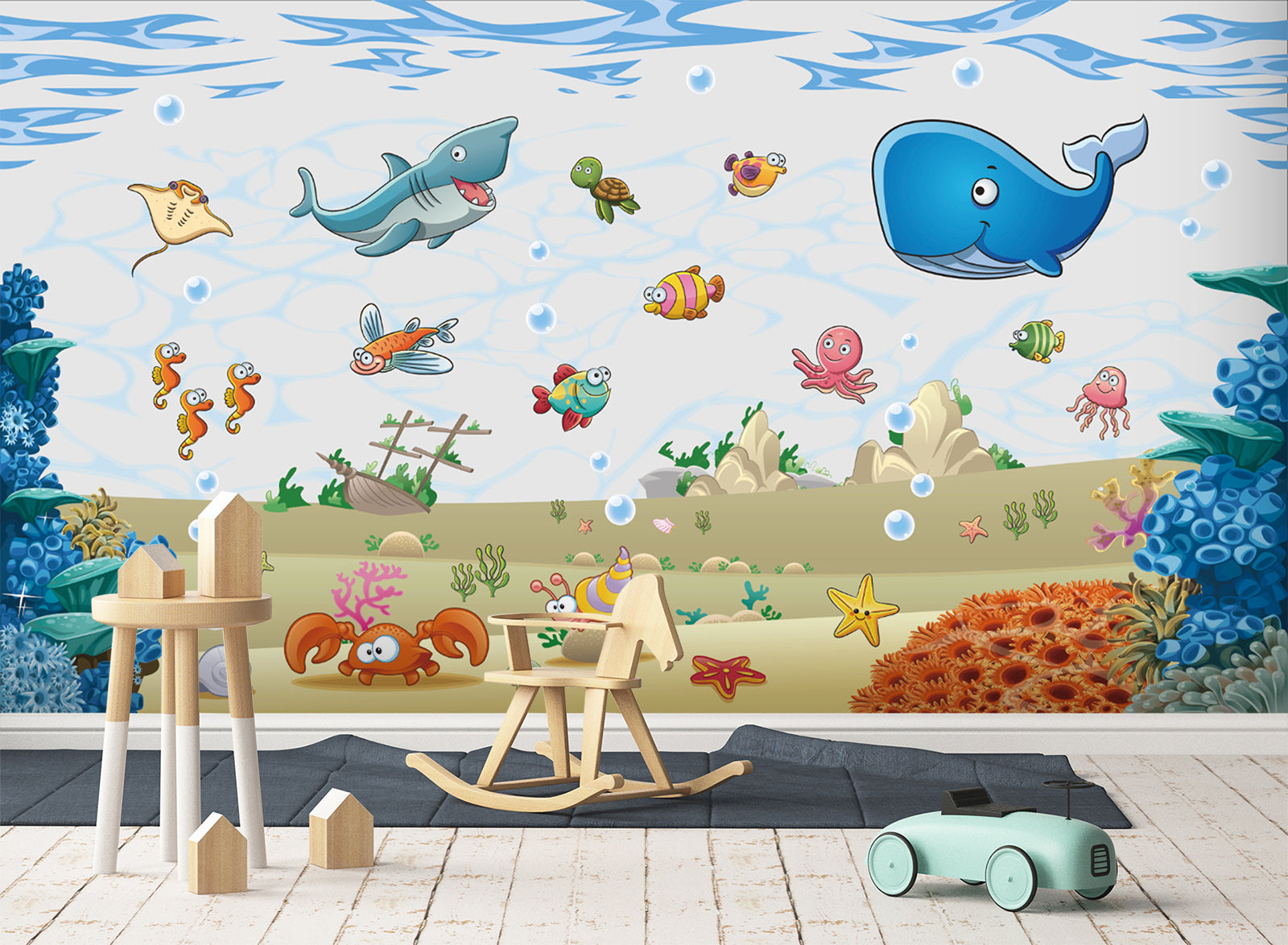 3D Blue Whale 1658 Wall Murals