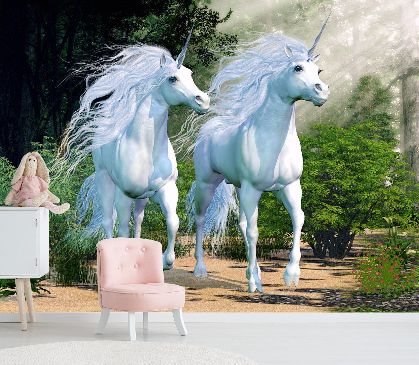 3D Two Unicorns 1527 Wall Murals Wallpaper AJ Wallpaper 2 