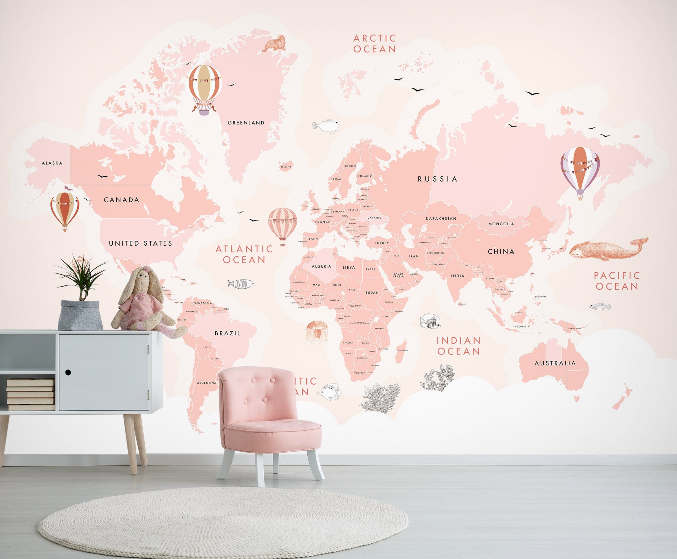 3D Pink Map 1442 Wall Murals Wallpaper AJ Wallpaper 2 