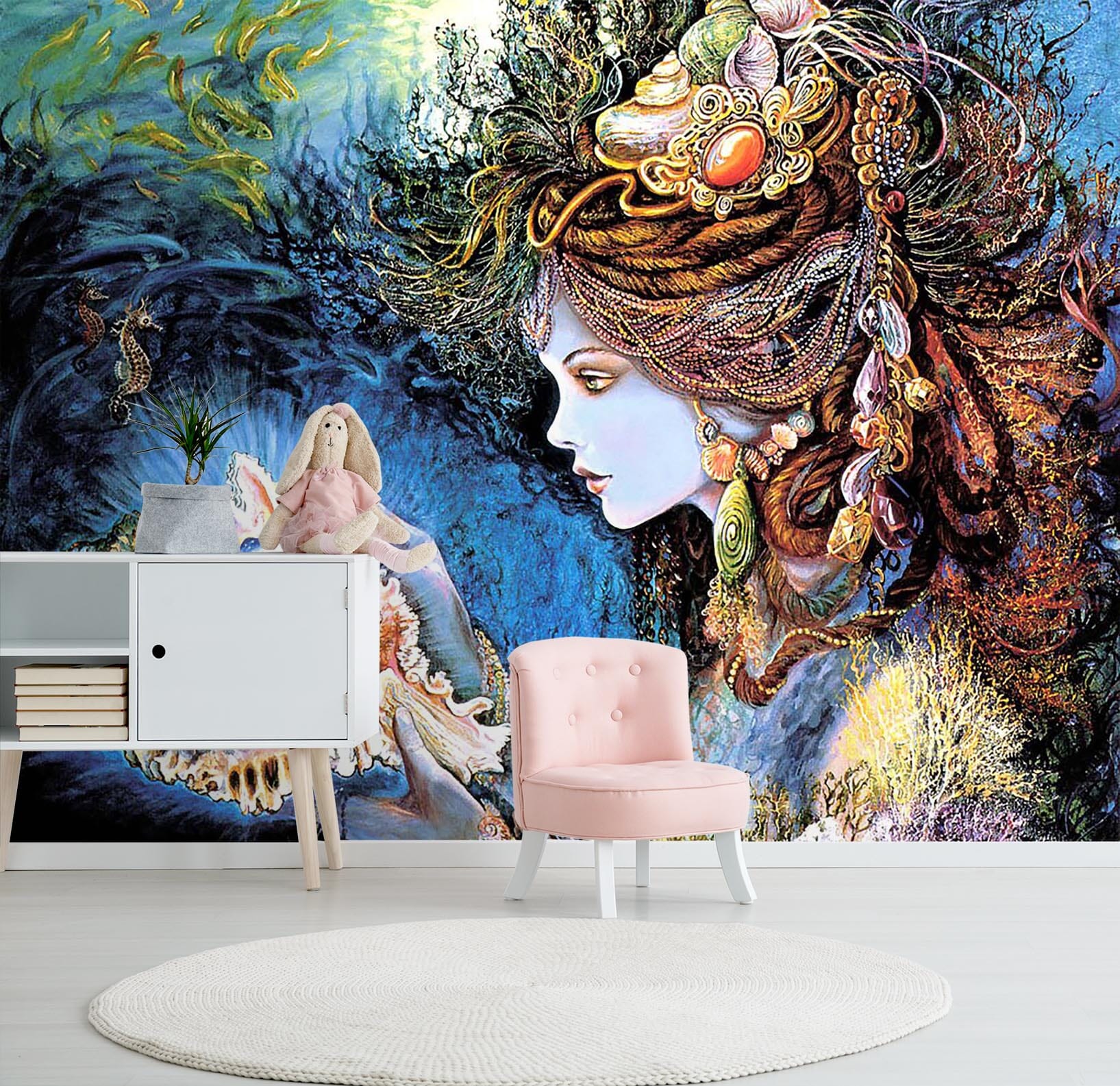 3D Hand Drawn Girl Conch 018 Wall Murals Wallpaper AJ Wallpaper 2 