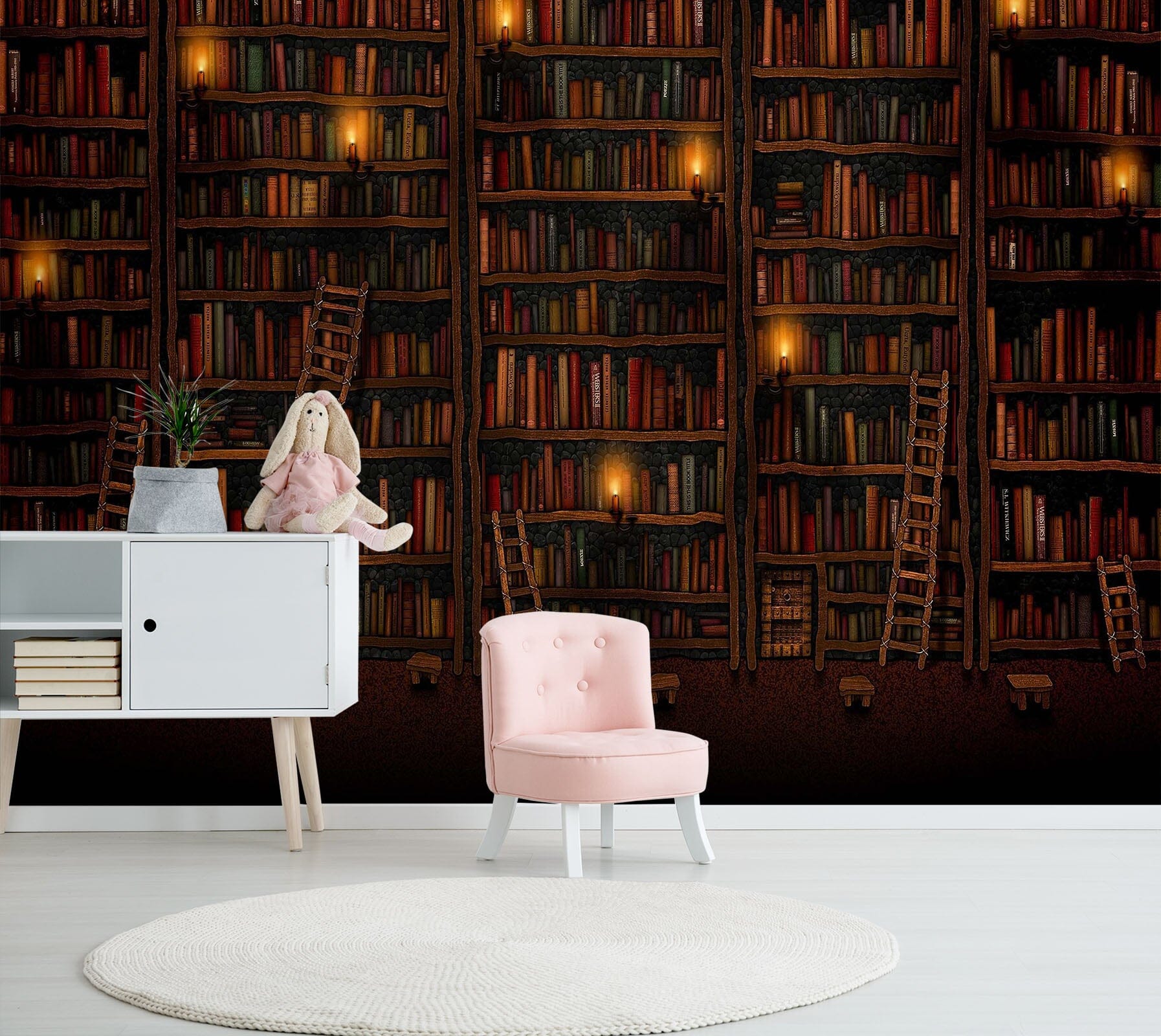 3D Hand Painted Bookshelf 015 Wall Murals Wallpaper AJ Wallpaper 2 