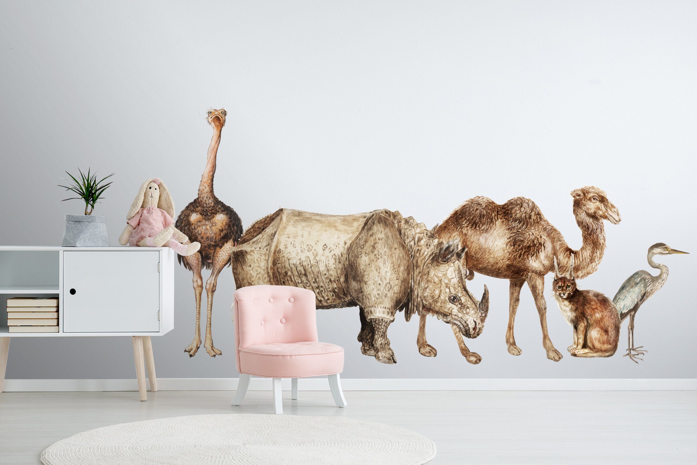 3D Rhinoceros Camel 068 Animals Wall Stickers Wallpaper AJ Wallpaper 