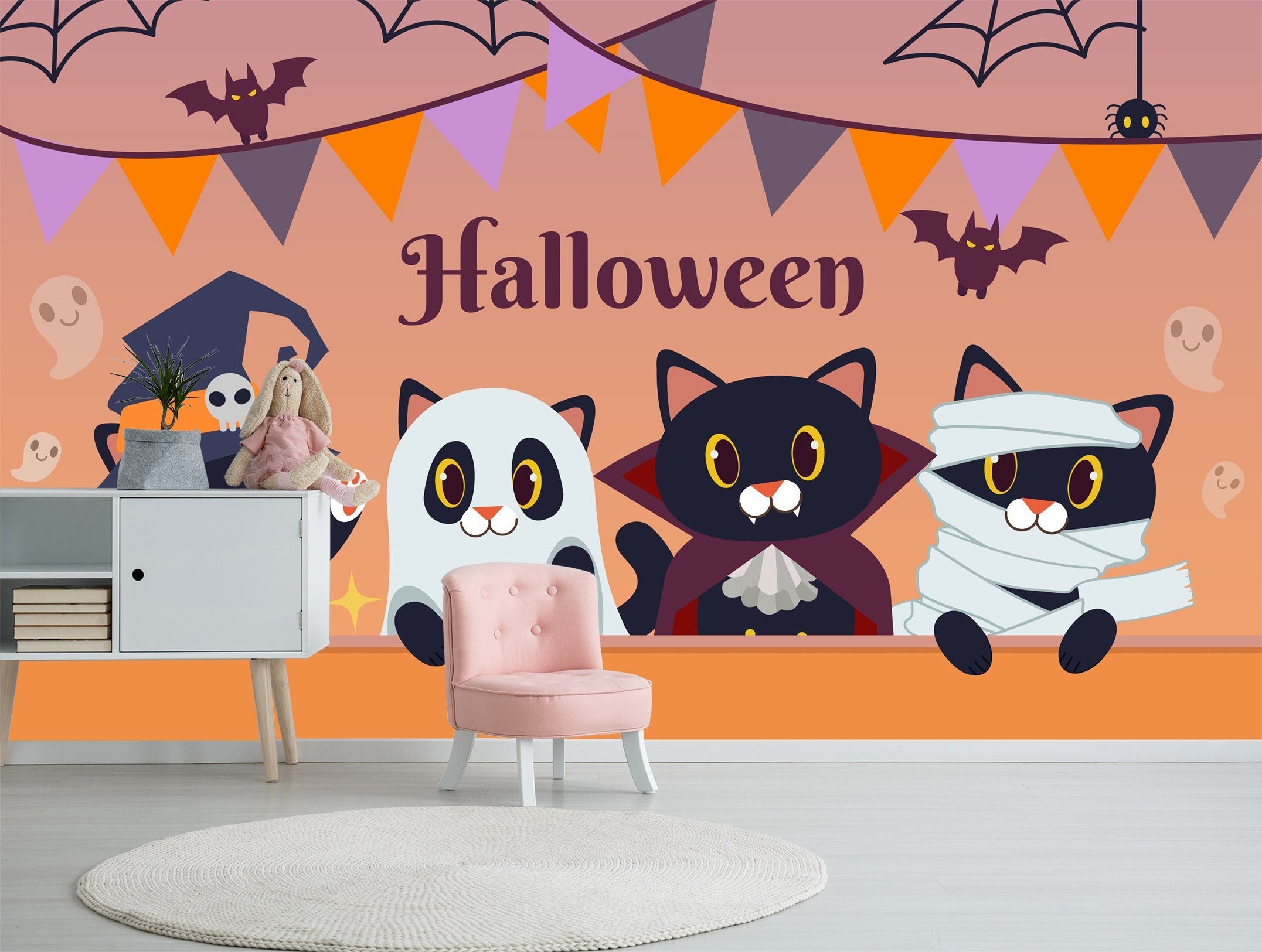 3D Cartoon Bat Bear 1003 Halloween Wall Murals Wallpaper AJ Wallpaper 2 