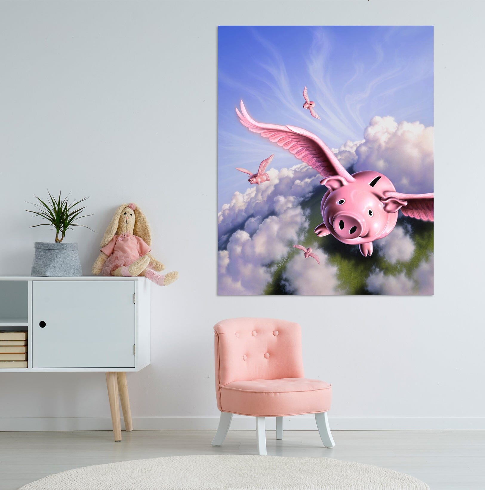 3D Flying Pig 034 Jerry LoFaro Wall Sticker Wallpaper AJ Wallpaper 2 
