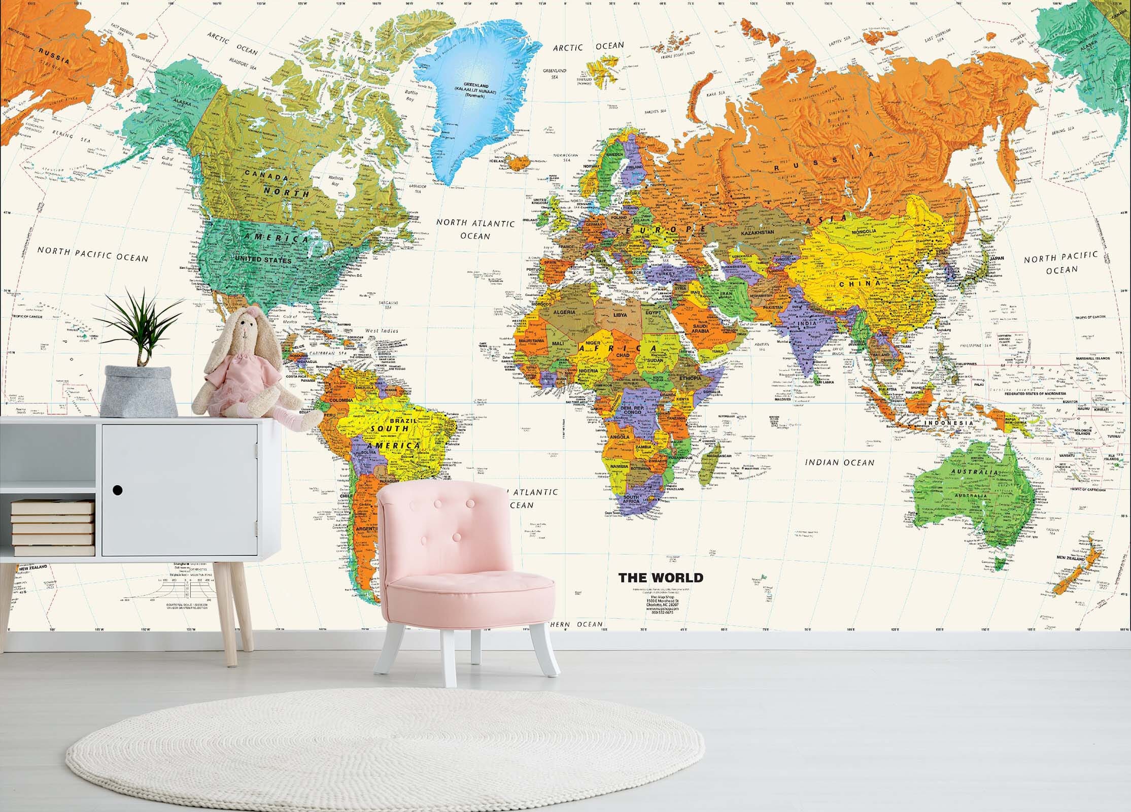 3D Color World Map 017 Wall Murals Wallpaper AJ Wallpaper 2 