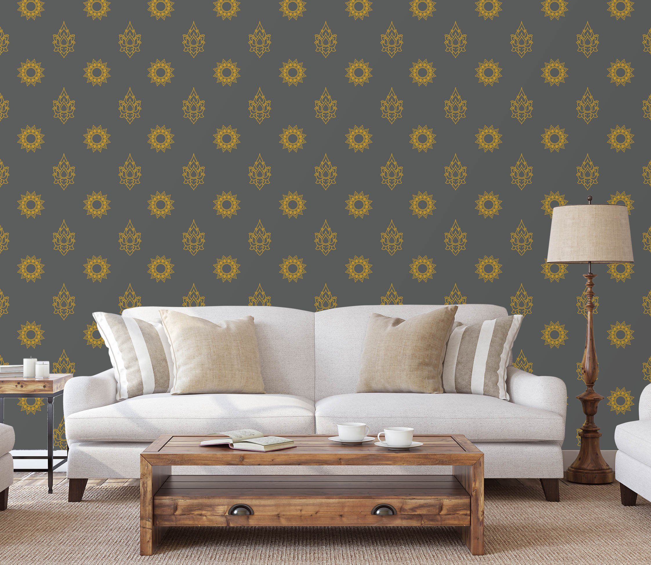 3D Golden Flower Pattern 614 Wallpaper AJ Wallpaper 