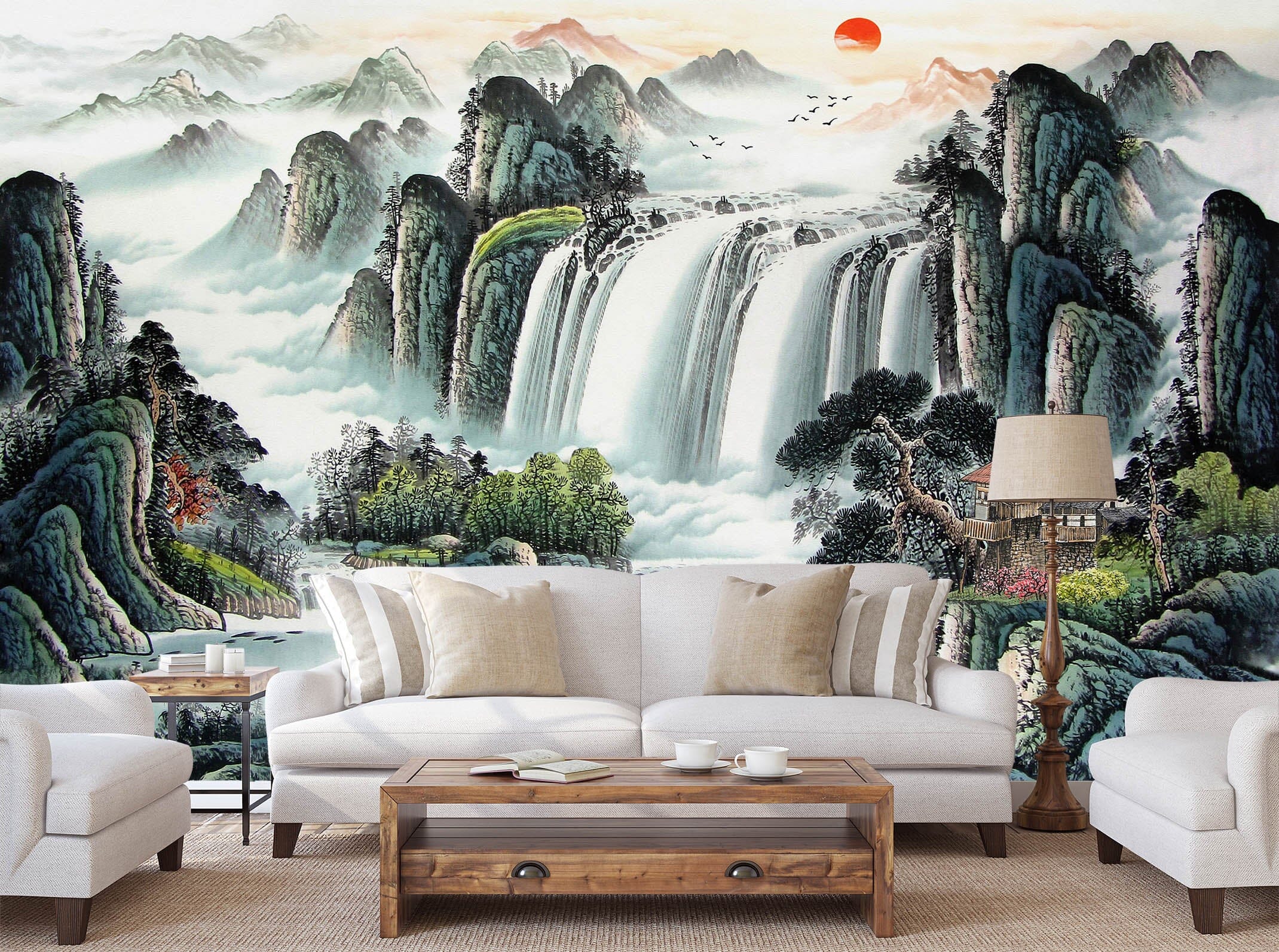 3D Alpine Waterfall 1449 Wall Murals Wallpaper AJ Wallpaper 2 