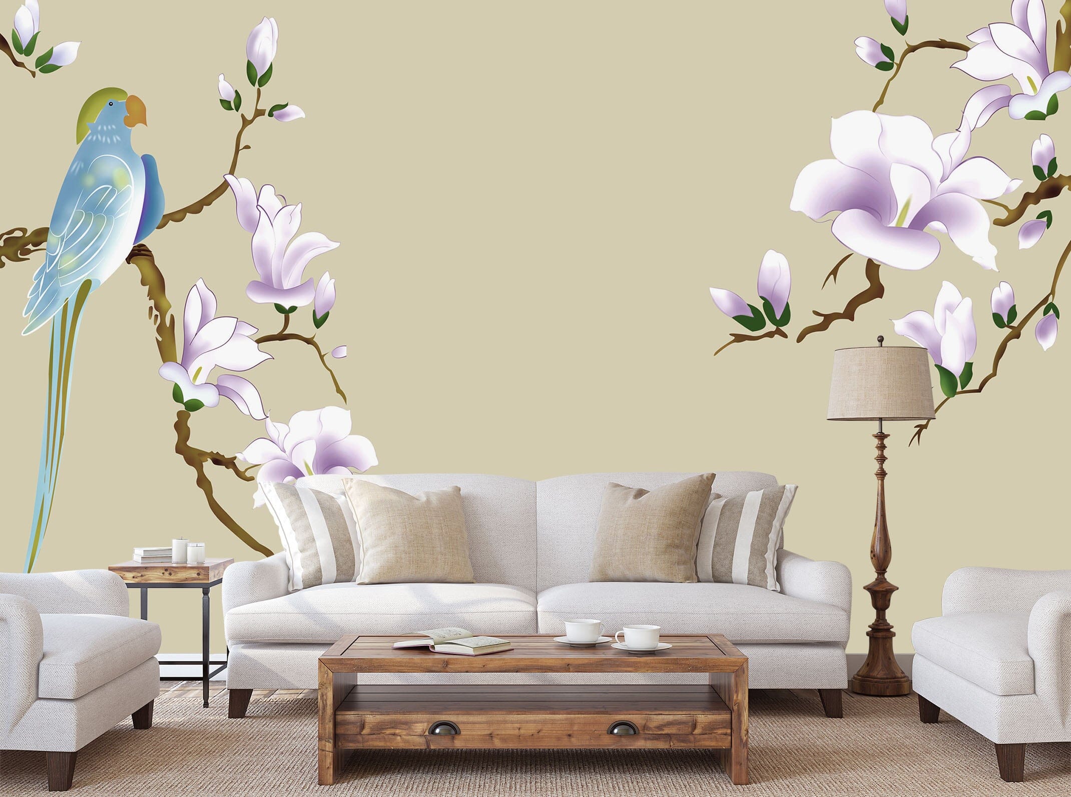 3D Flowers Bird 1600 Wall Murals Wallpaper AJ Wallpaper 2 