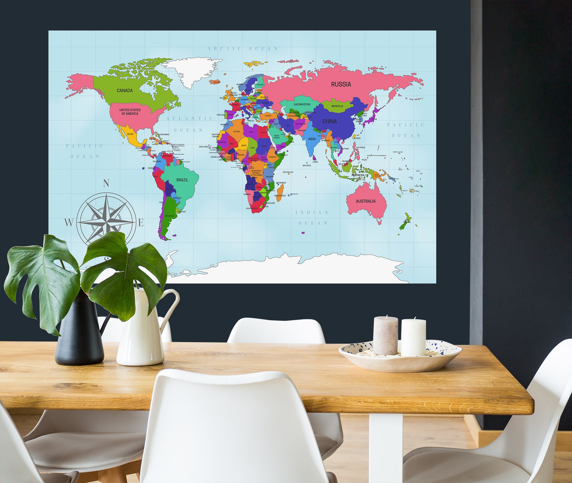 3D Color Pattern 297 World Map Wall Sticker