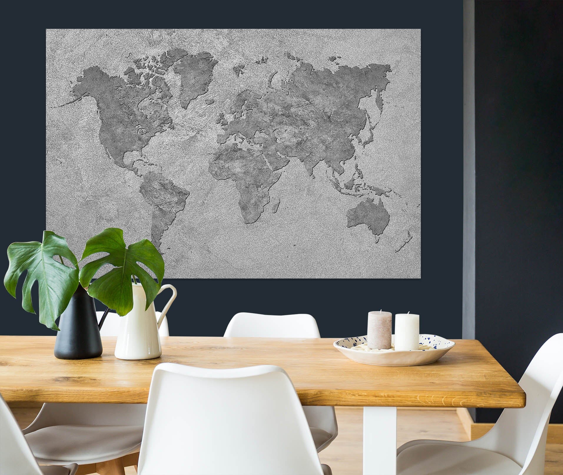 3D Grey Sea 243 World Map Wall Sticker Wallpaper AJ Wallpaper 2 