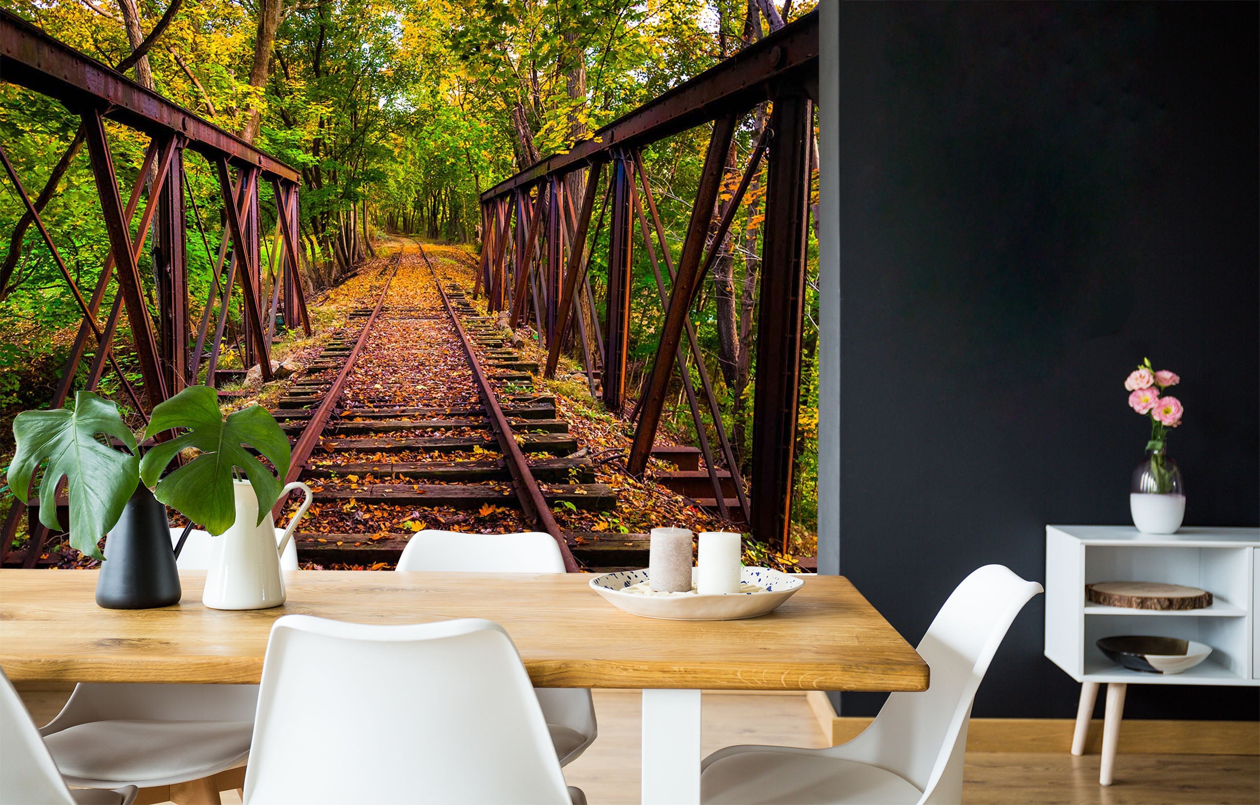 3D Forest Bridge 412 Vehicle Wall Murals