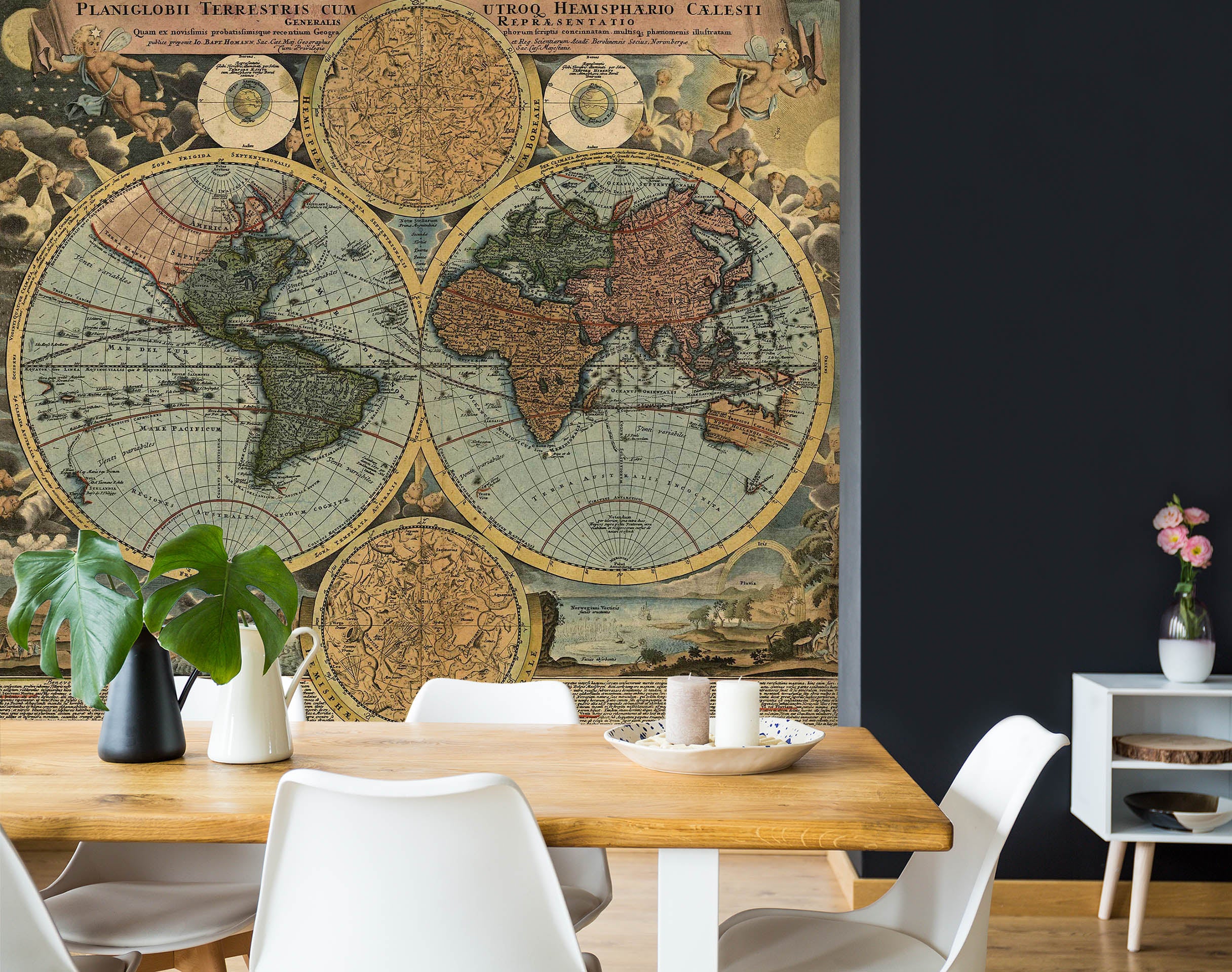 3D Painted Lines 2020 World Map Wall Murals