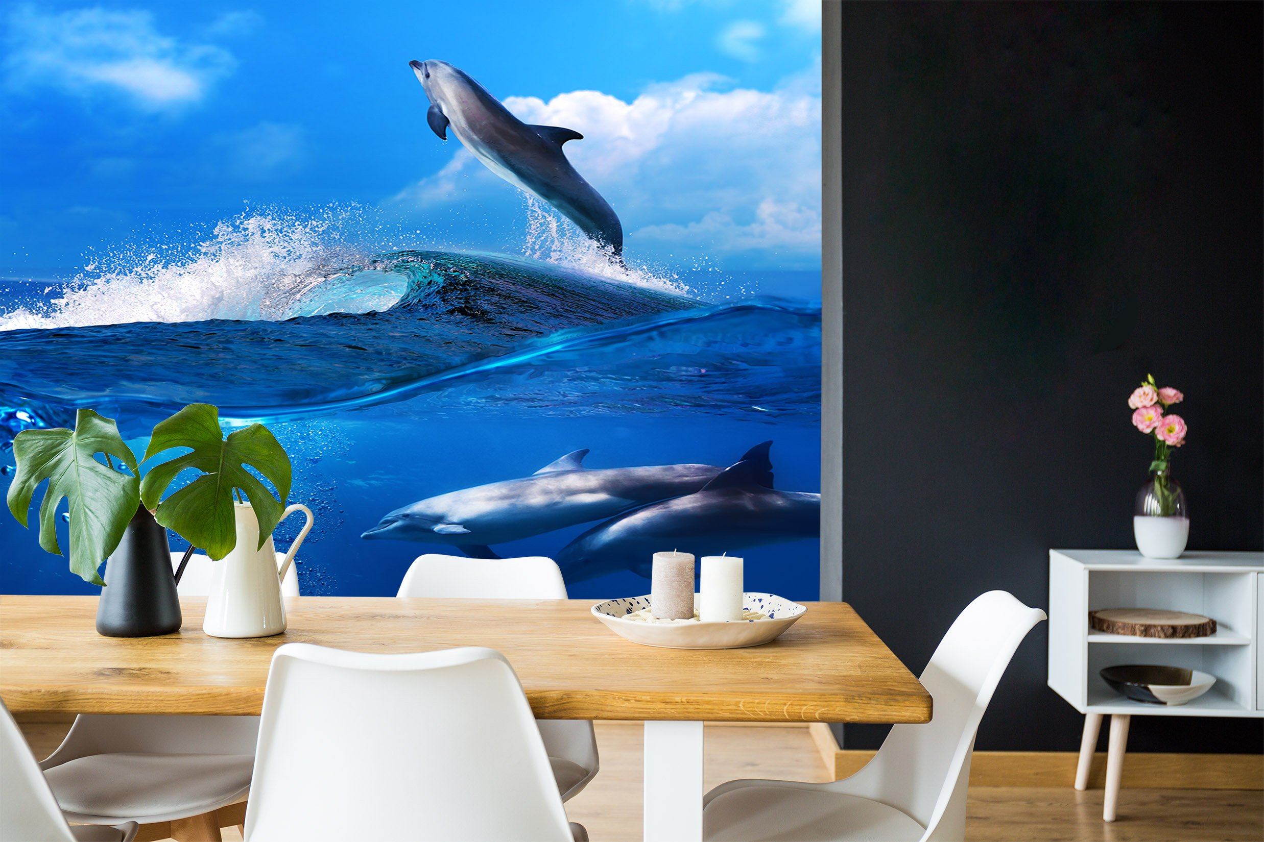 3D Dolphin Jumping Wave 107 Wallpaper AJ Wallpaper 
