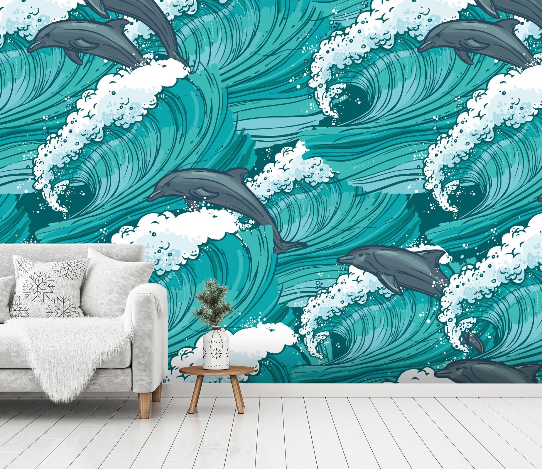 3D Wave Dolphin 554 Wallpaper AJ Wallpaper 