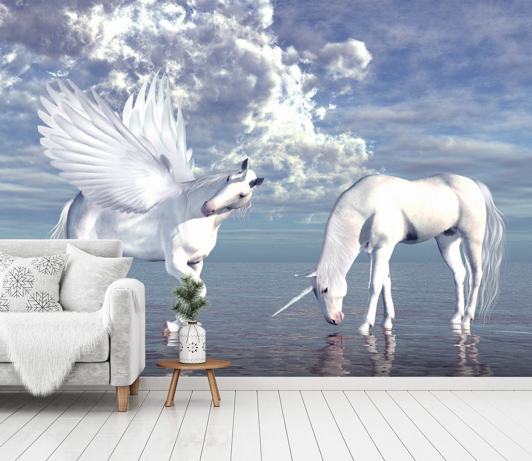 3D Unicorn Drinking Water 137 Wallpaper AJ Wallpaper 
