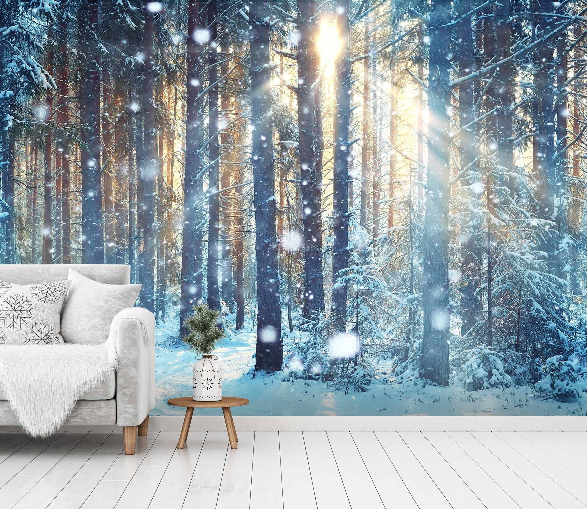 3D Sunshine Forest Snow 707 Wallpaper AJ Wallpaper 