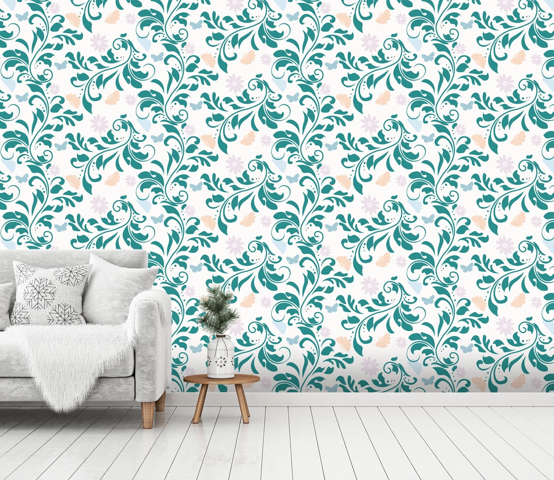 3D Blue Leaf Pattern 613 Wallpaper AJ Wallpaper 