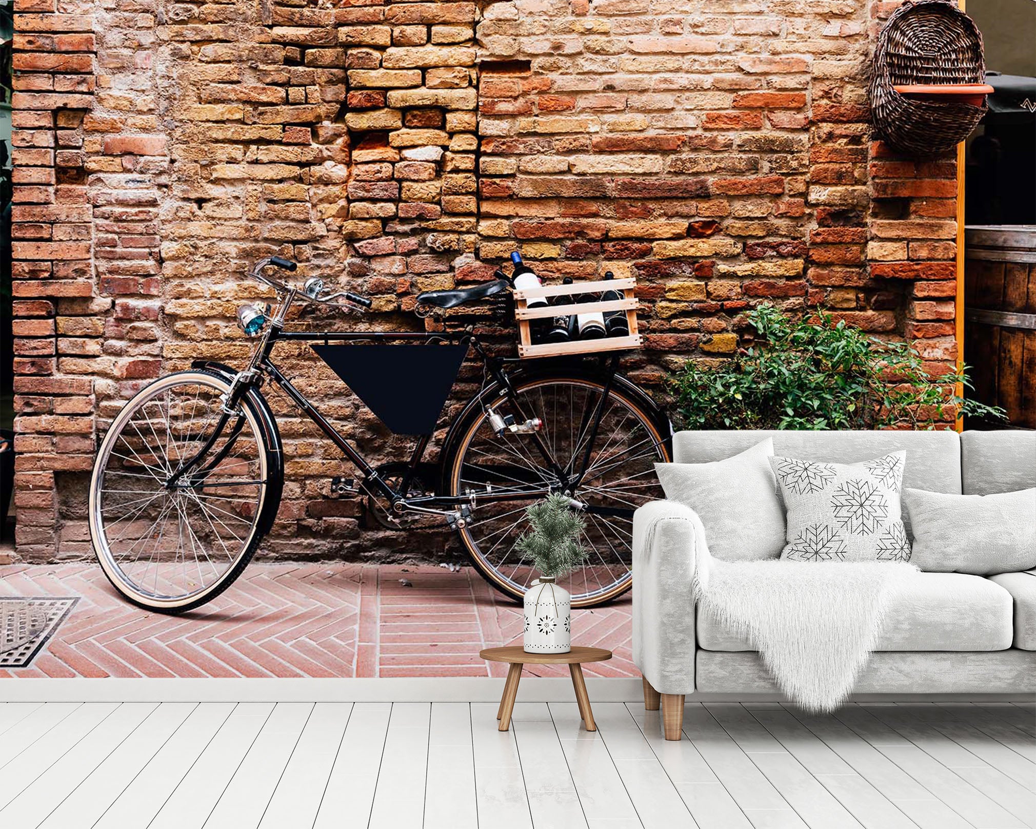 3D Brick Wall Bicycle 373 Vehicle Wall Murals