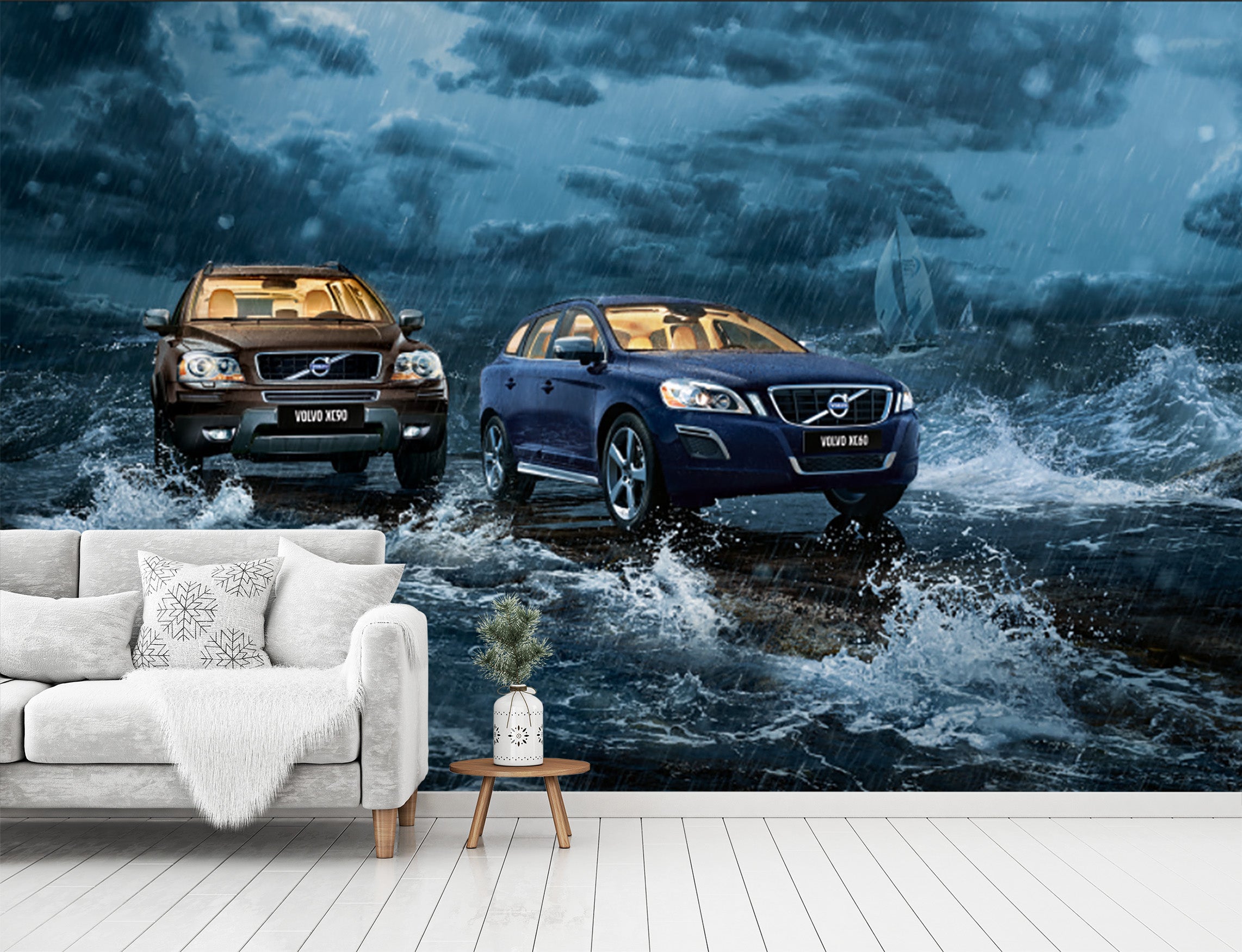 3D Stormy Sea Car 017 Vehicle Wall Murals
