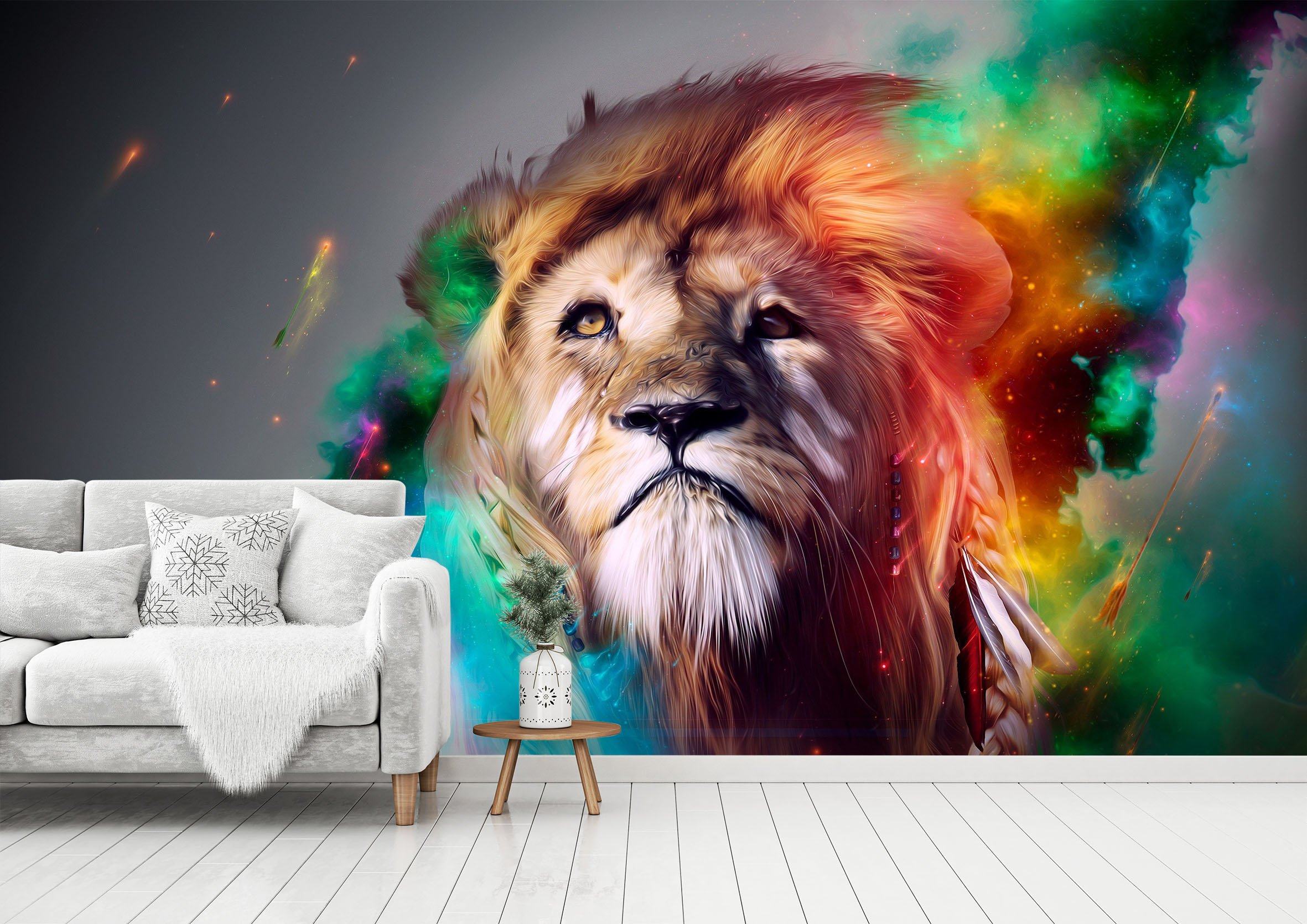 3D Lion Facing Up 129 Wallpaper AJ Wallpaper 