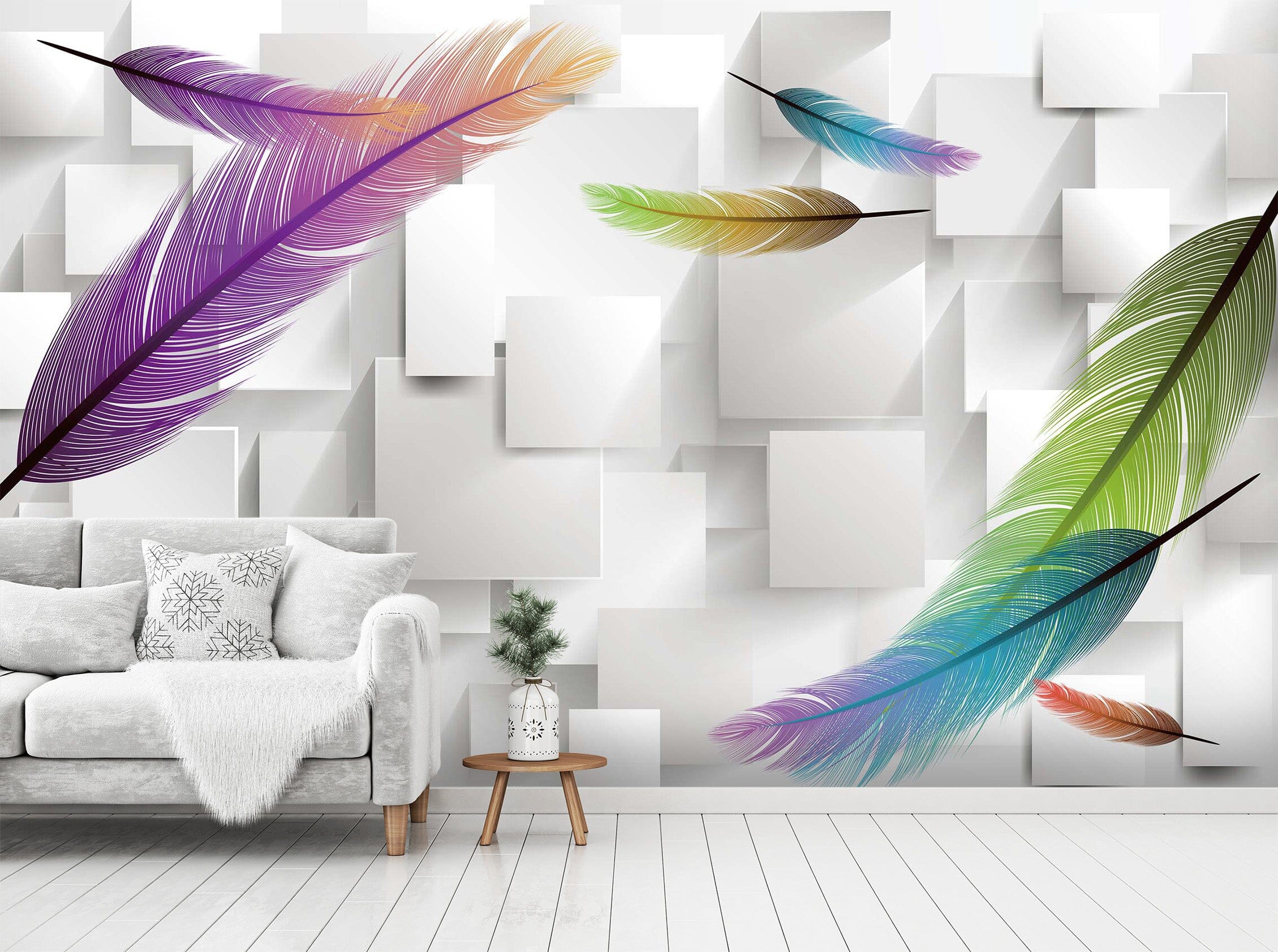 3D Colored Feathers 1402 Wall Murals Wallpaper AJ Wallpaper 2 