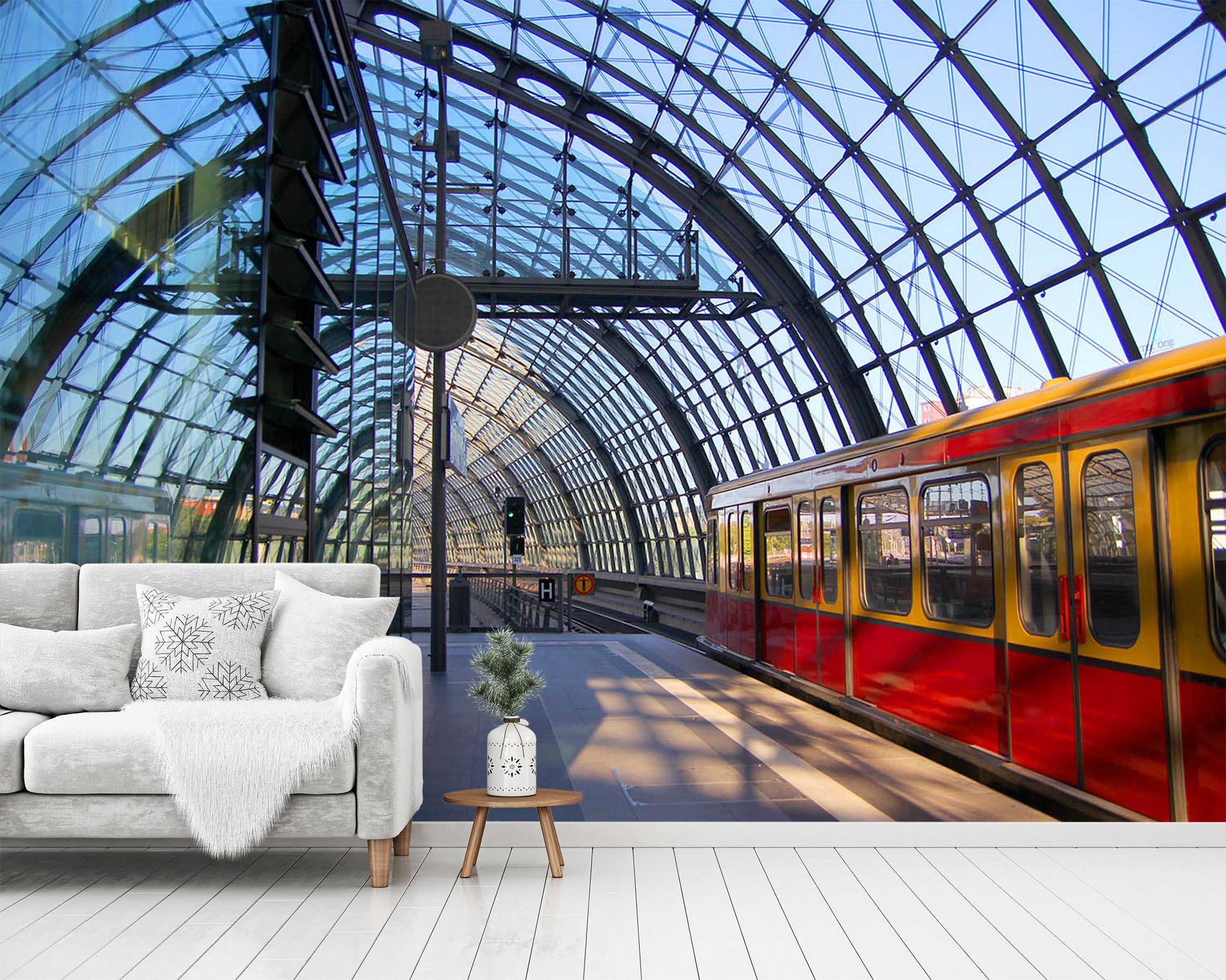 3D Train Station 027 Vehicle Wall Murals