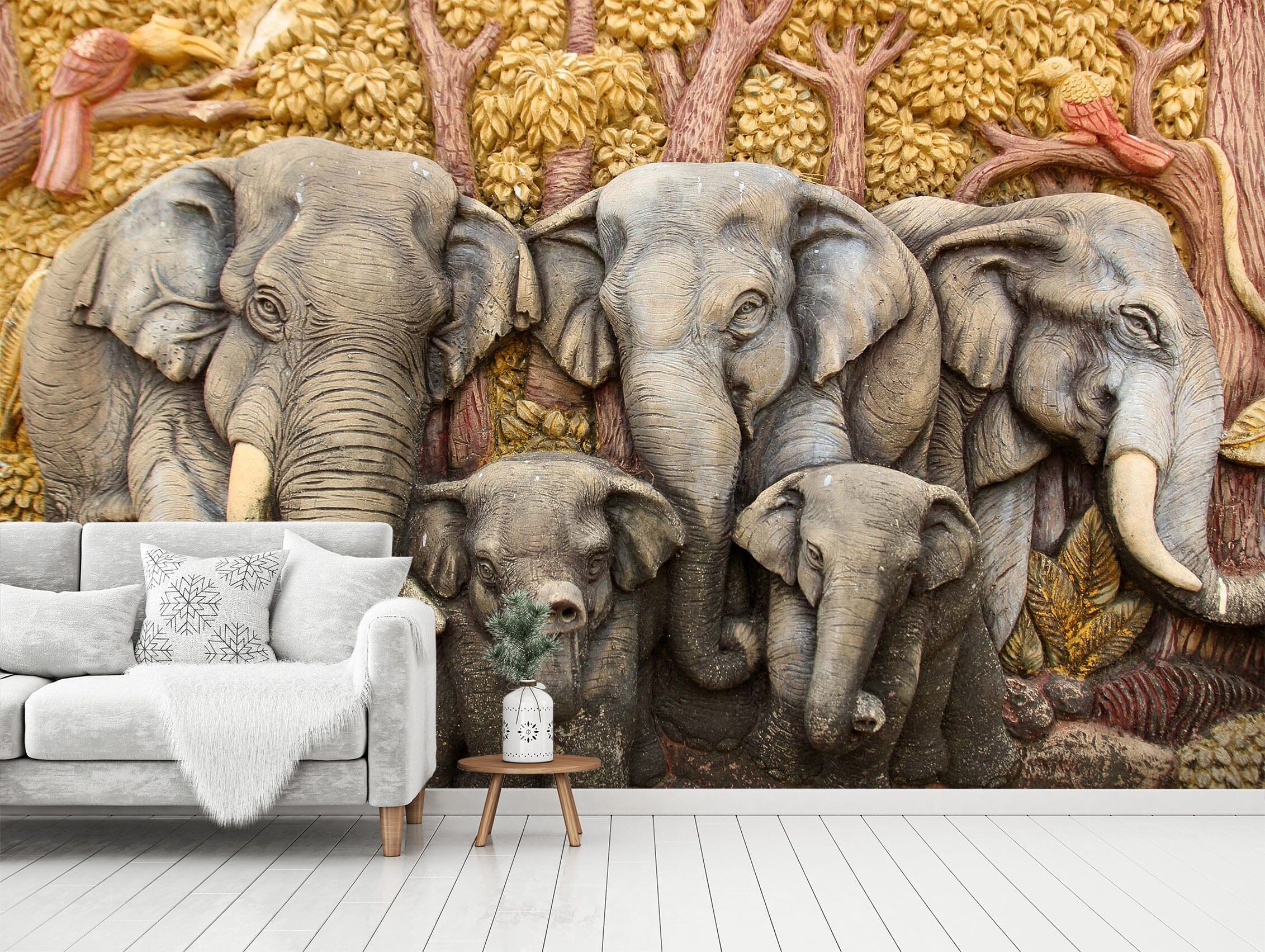 3D Elephant Statue 1481 Wall Murals Wallpaper AJ Wallpaper 2 