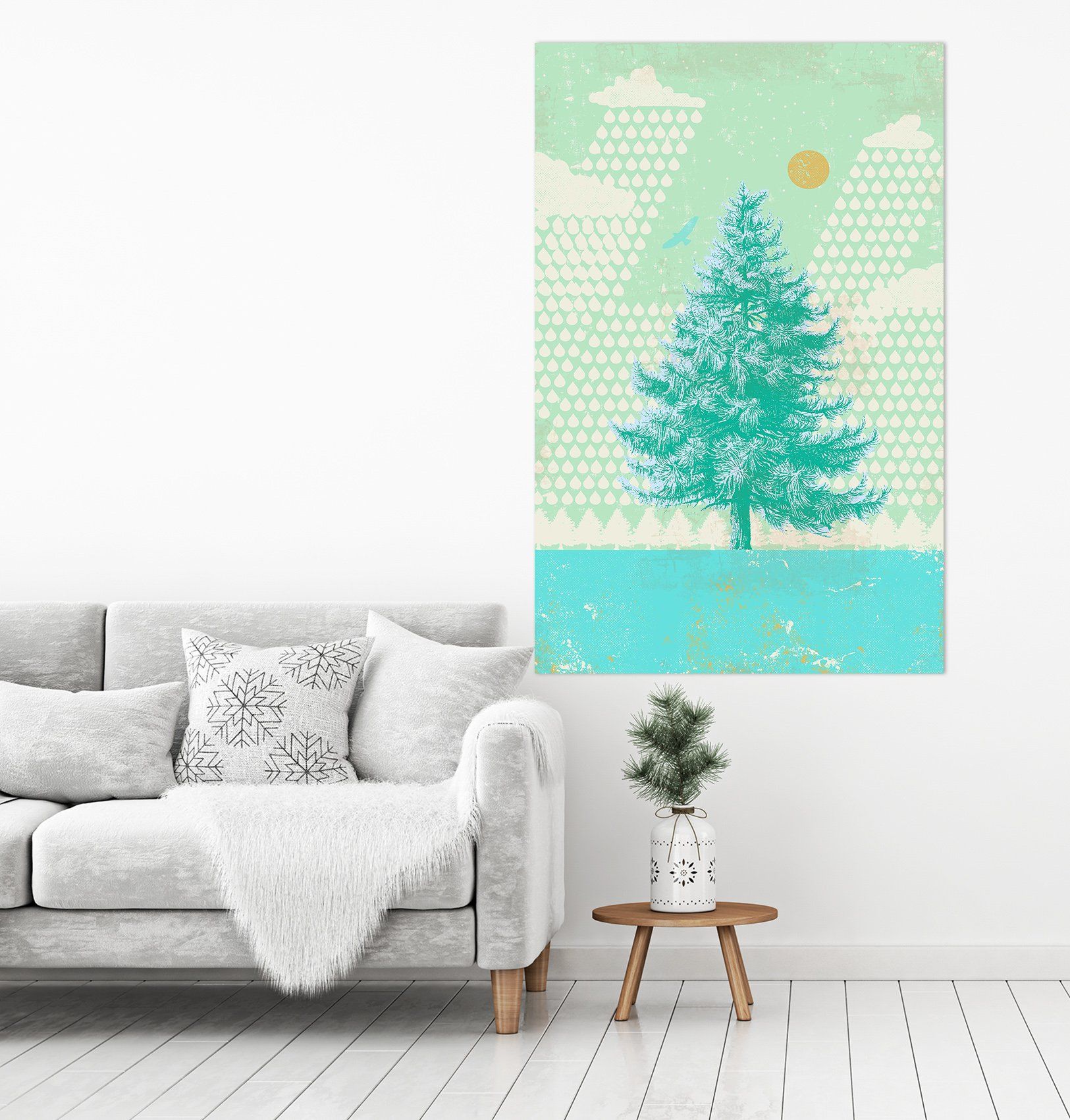 3D Blue Fir Tree 026 Showdeer Wall Sticker Wallpaper AJ Wallpaper 2 
