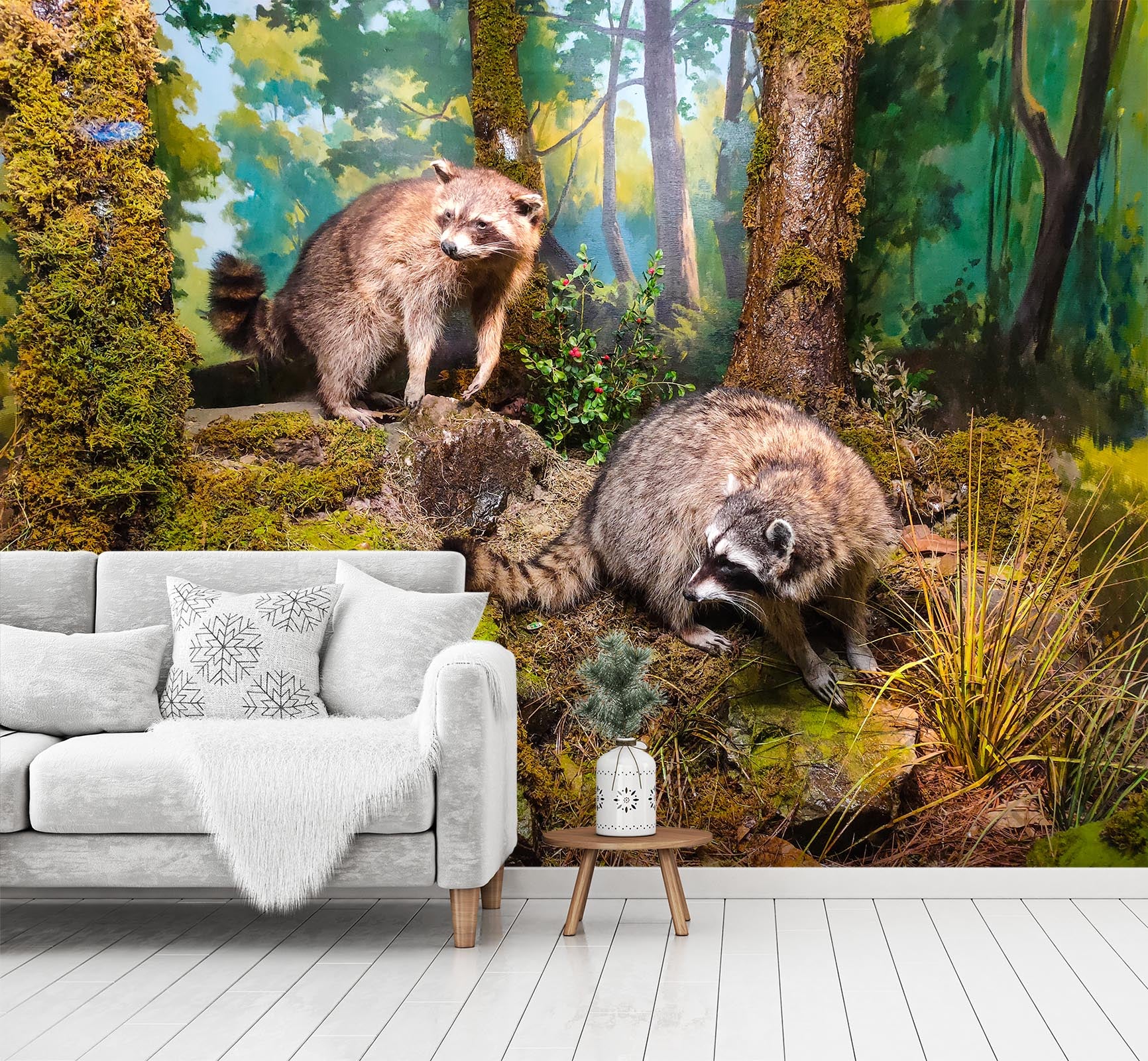 3D Raccoon Forest 428 Wall Murals
