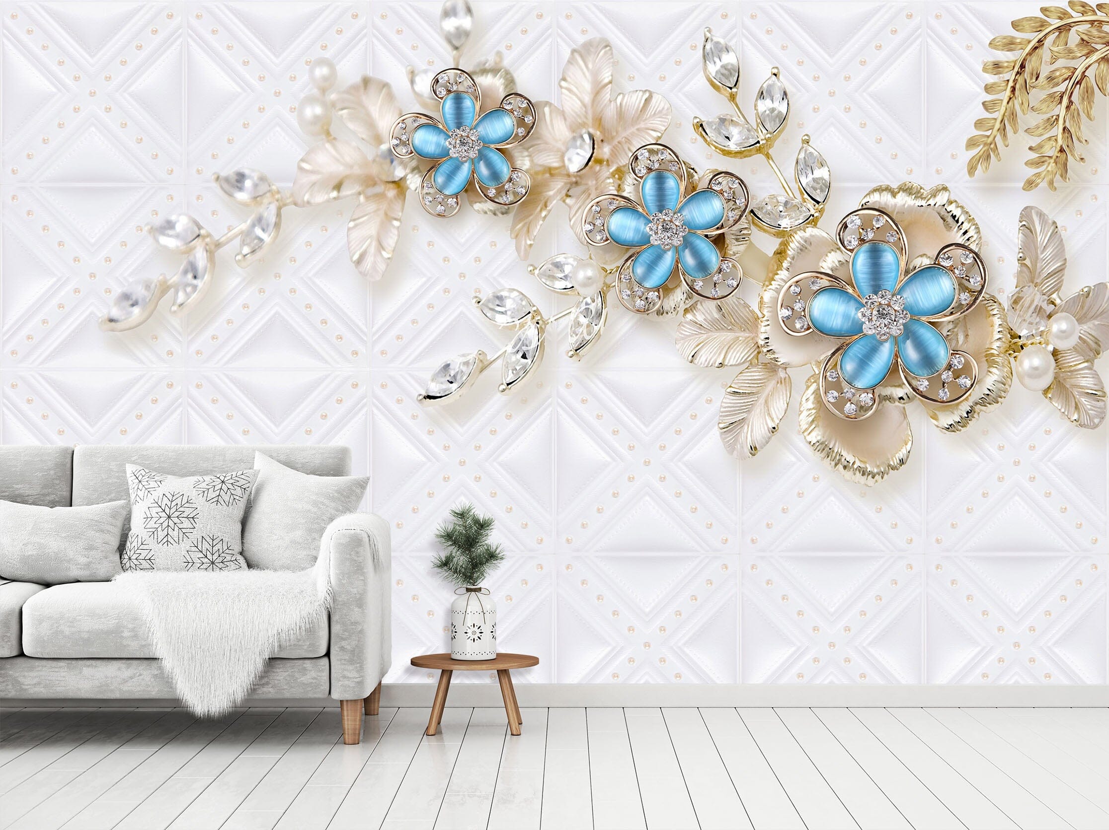 3D Golden Flowers 1452 Wall Murals Wallpaper AJ Wallpaper 2 