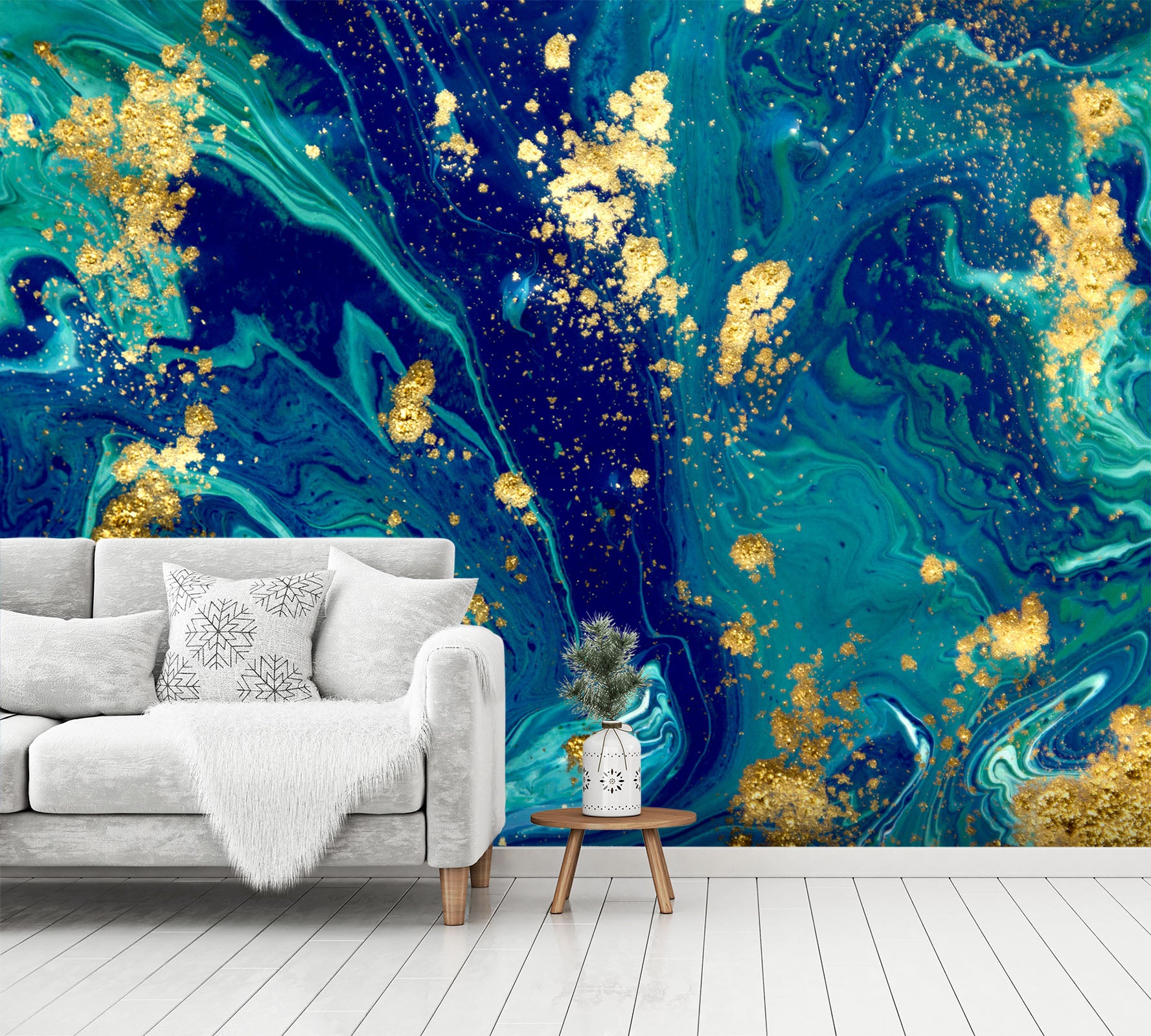 3D Blue Marbling Texture 045 Wall Murals