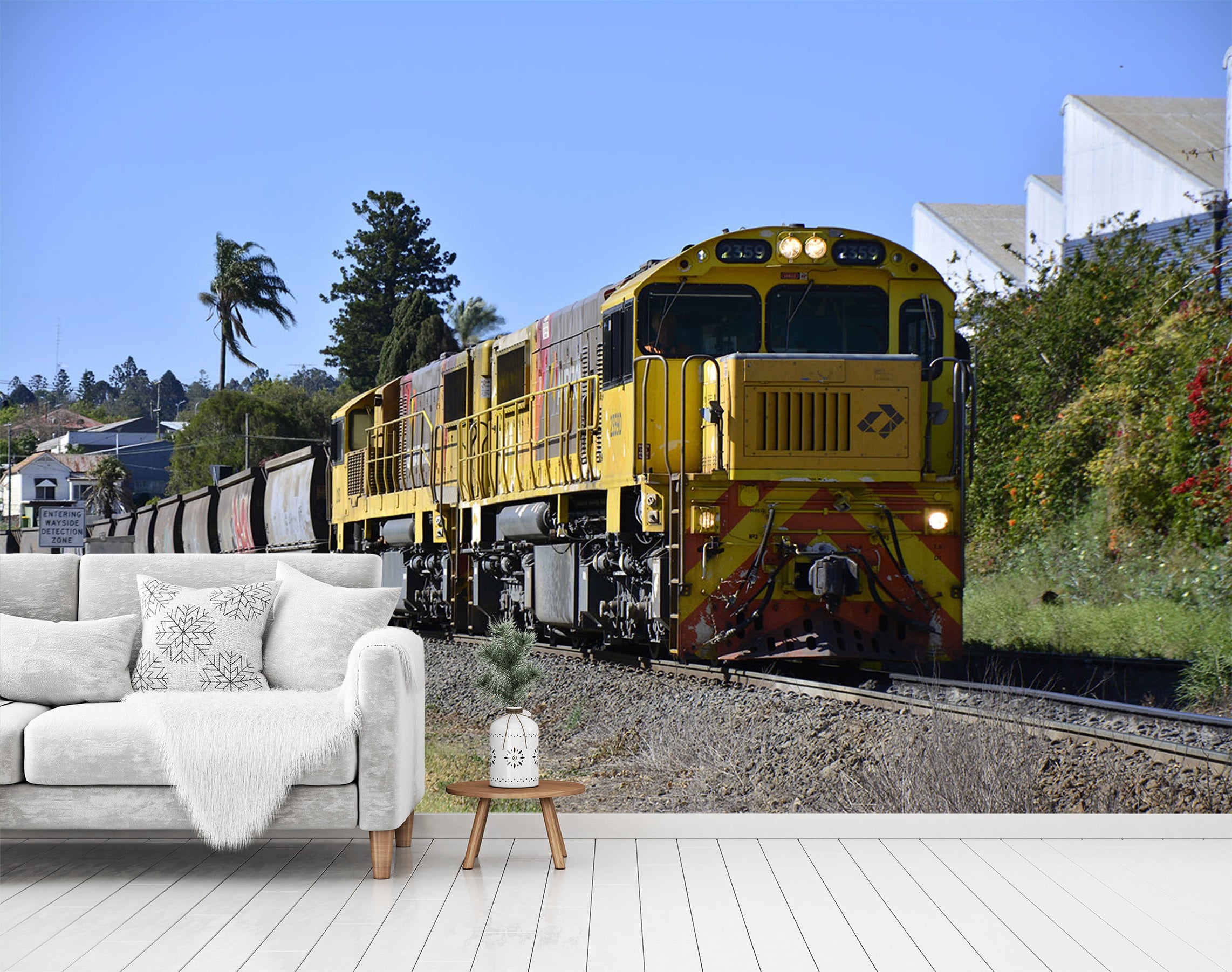 3D Plant Yellow Train 064 Vehicle Wall Murals