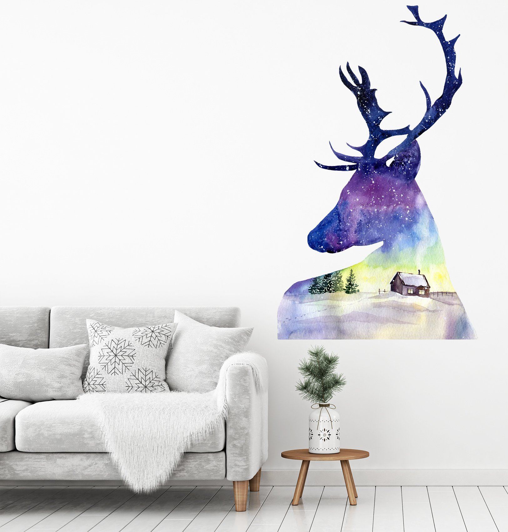 3D Blue Shadow Deer 51 Wall Stickers Wallpaper AJ Wallpaper 