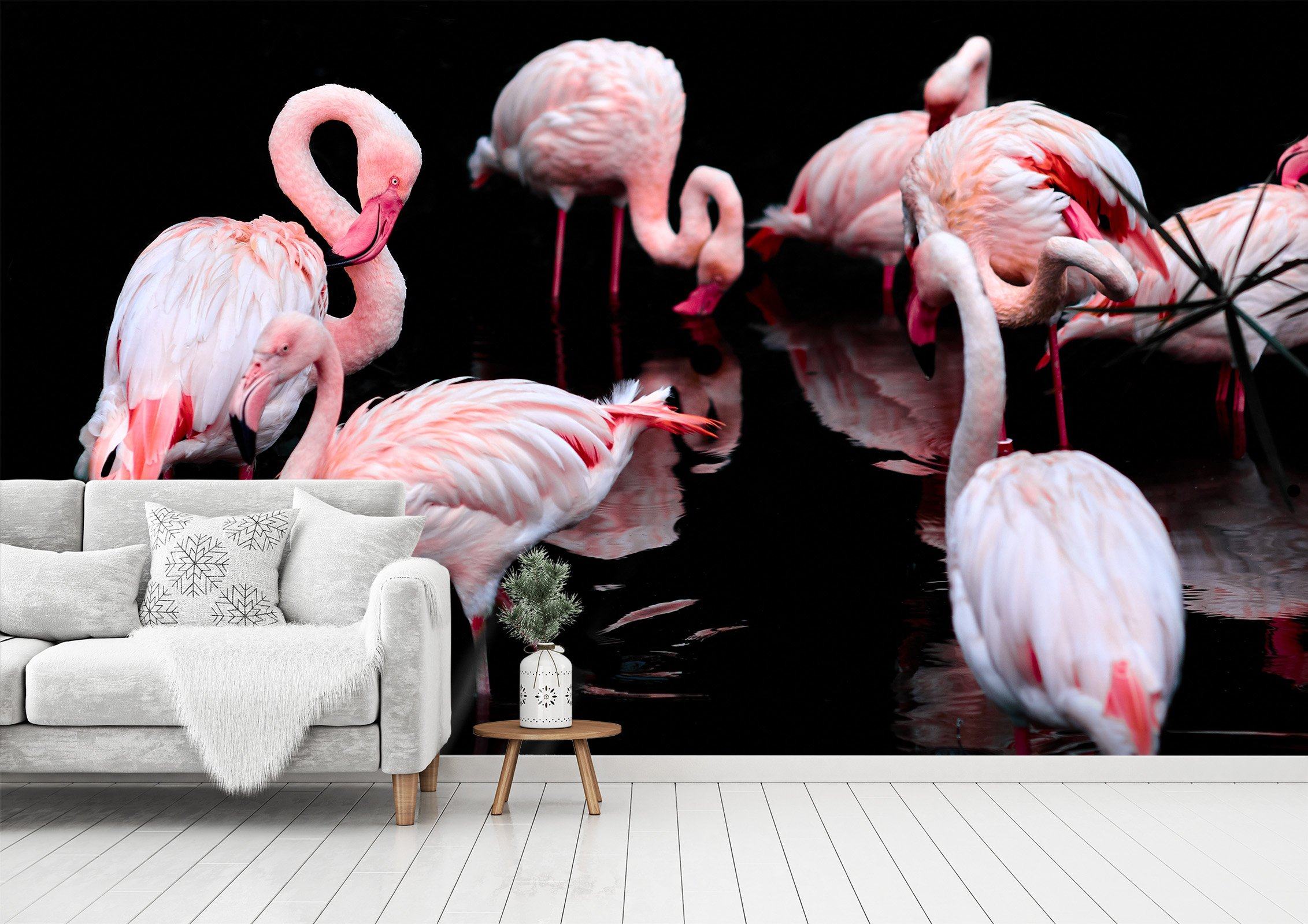 3D Flamingo Drinking Water 222 Wallpaper AJ Wallpaper 