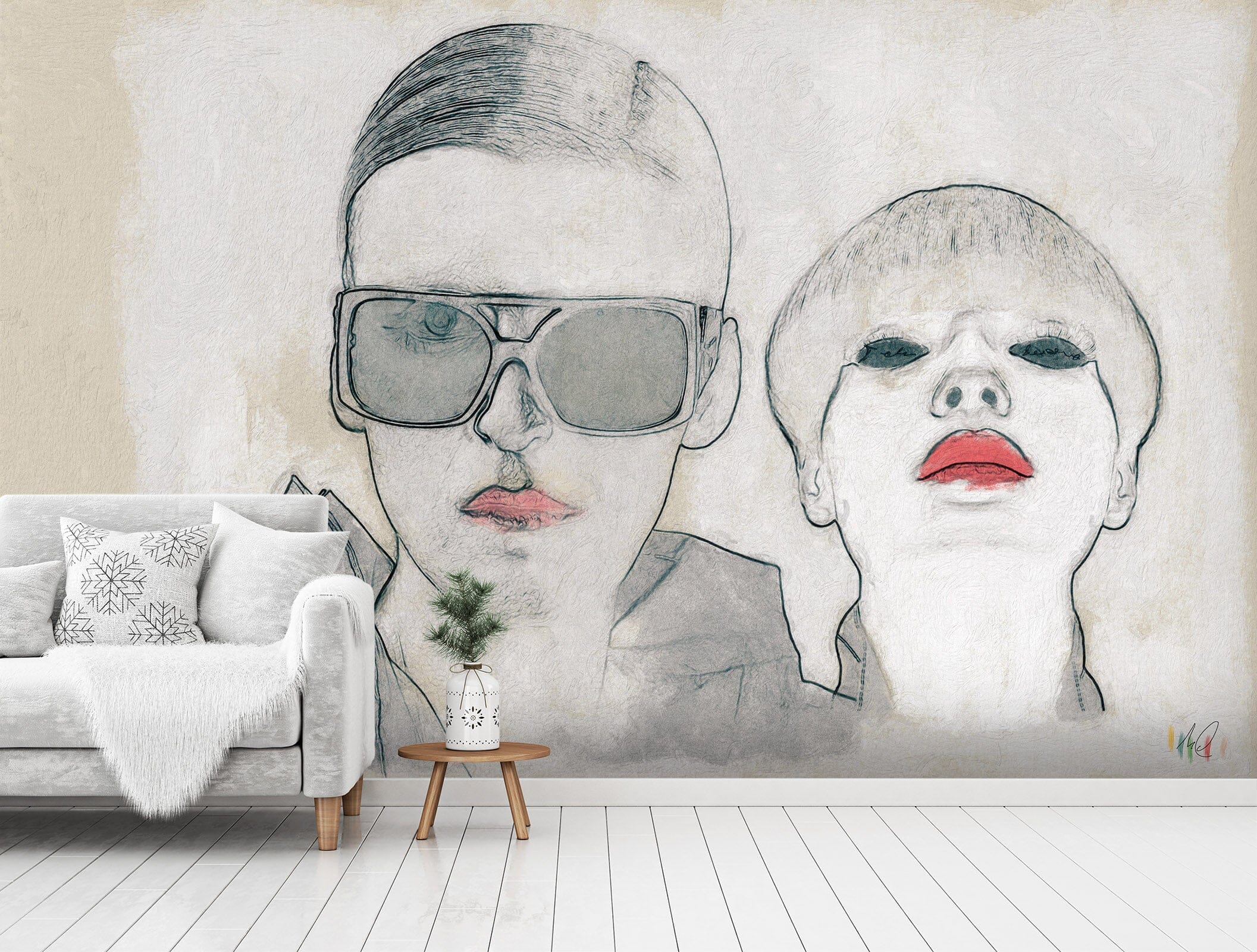 3D Glasses Red Lips 1414 Marco Cavazzana Wall Mural Wall Murals Wallpaper AJ Wallpaper 2 