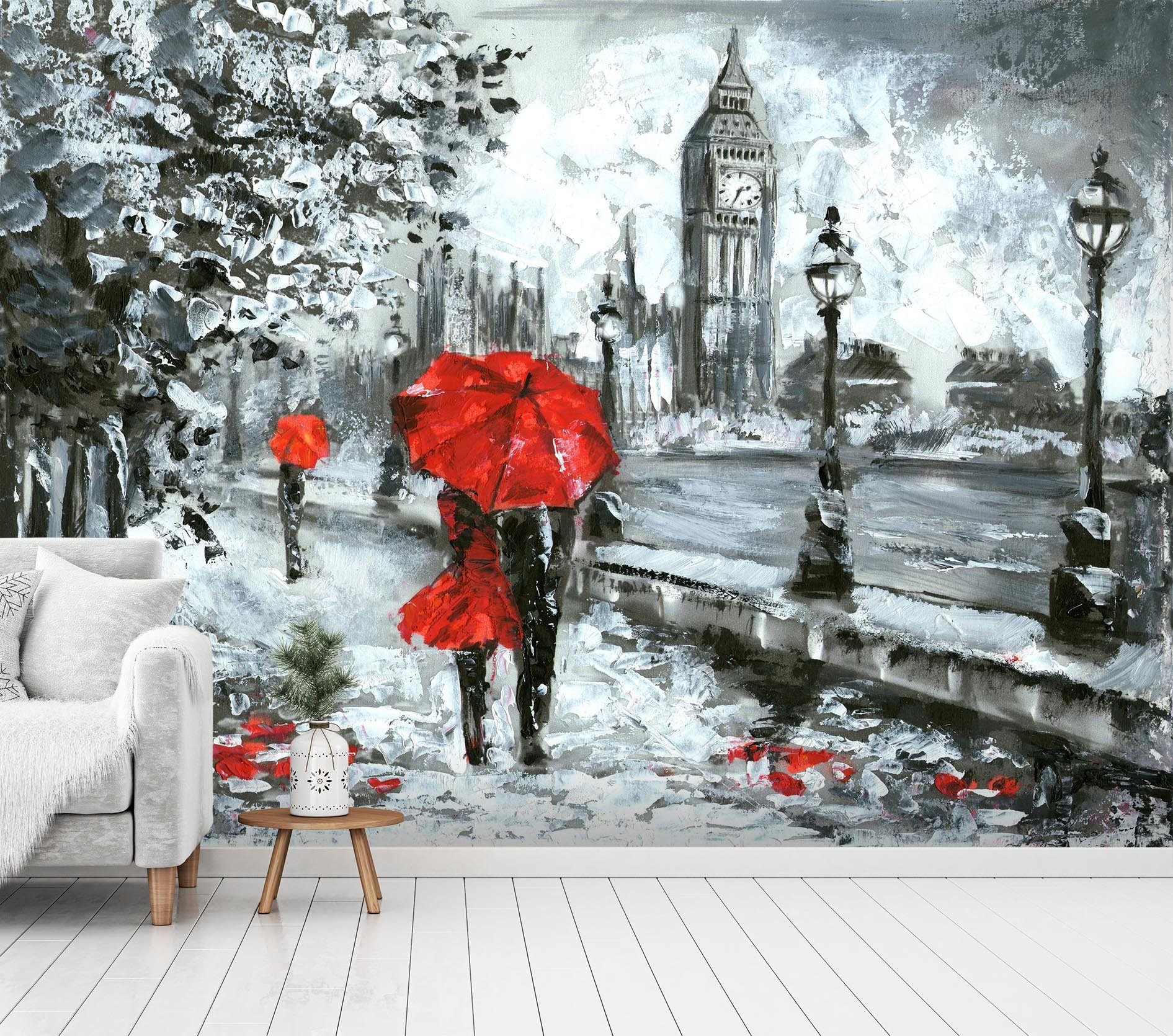 3D Doodle Couple Umbrella 726 Wallpaper AJ Wallpaper 