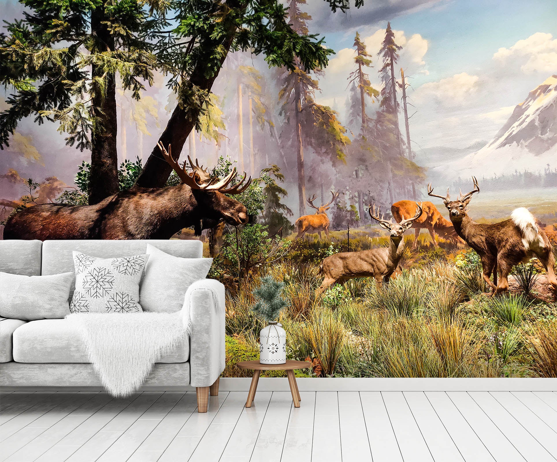 3D Deer Tree 425 Wall Murals