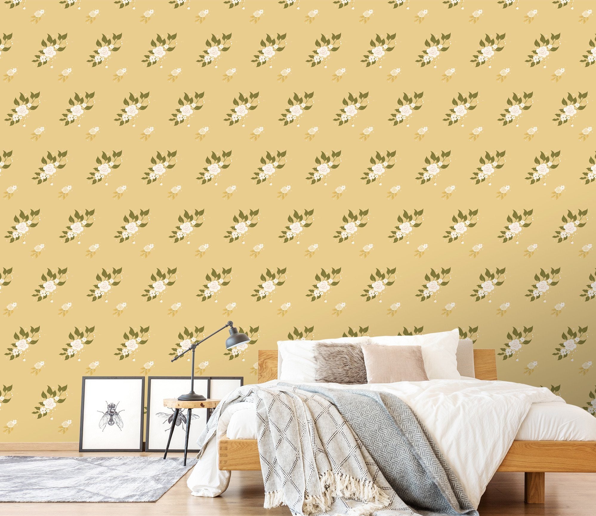 3D Yellow Bottom Flower 449 Wallpaper AJ Wallpaper 