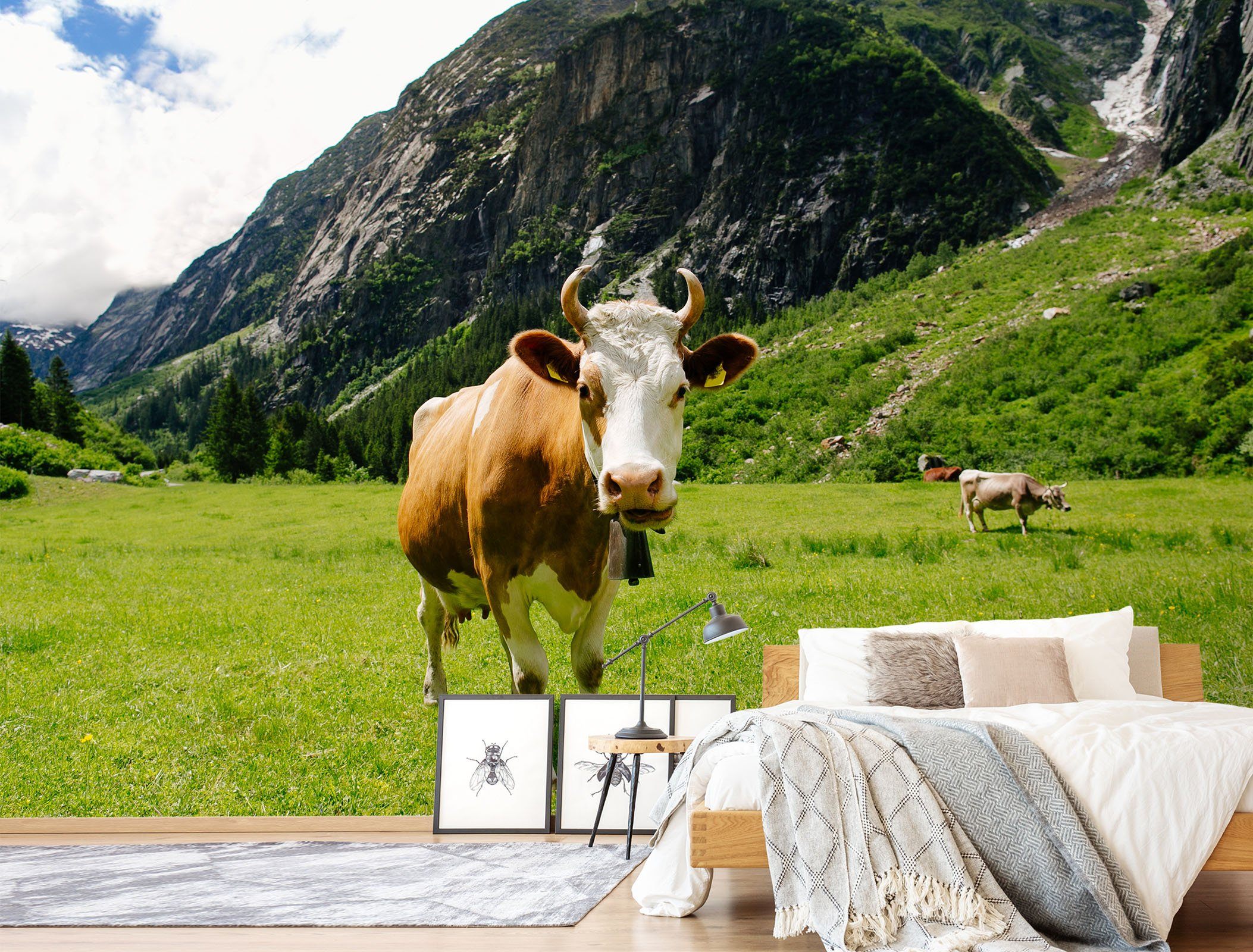 3D Cow Grassland 569 Wallpaper AJ Wallpaper 