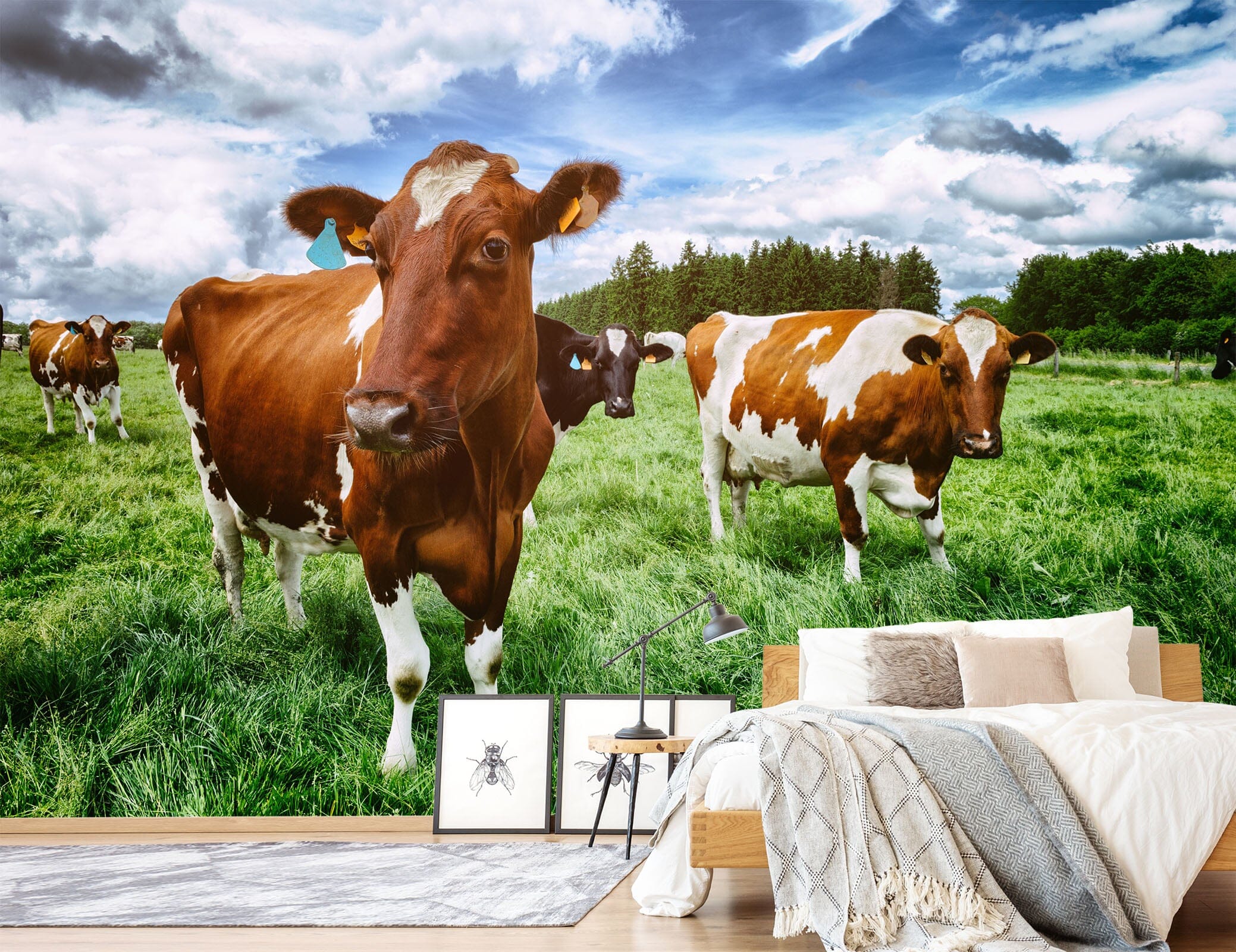 3D Pasture Cow 413 Wall Murals Wallpaper AJ Wallpaper 2 