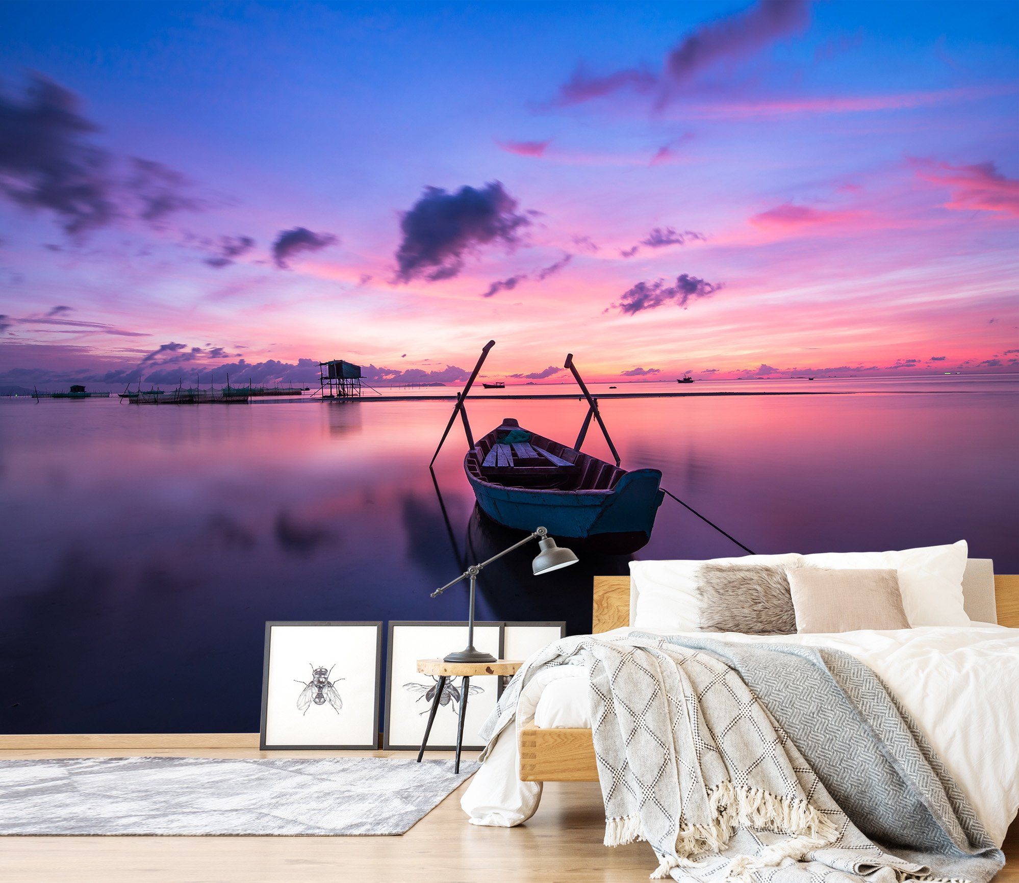 3D Beach Boat Colorful 666 Wallpaper AJ Wallpaper 