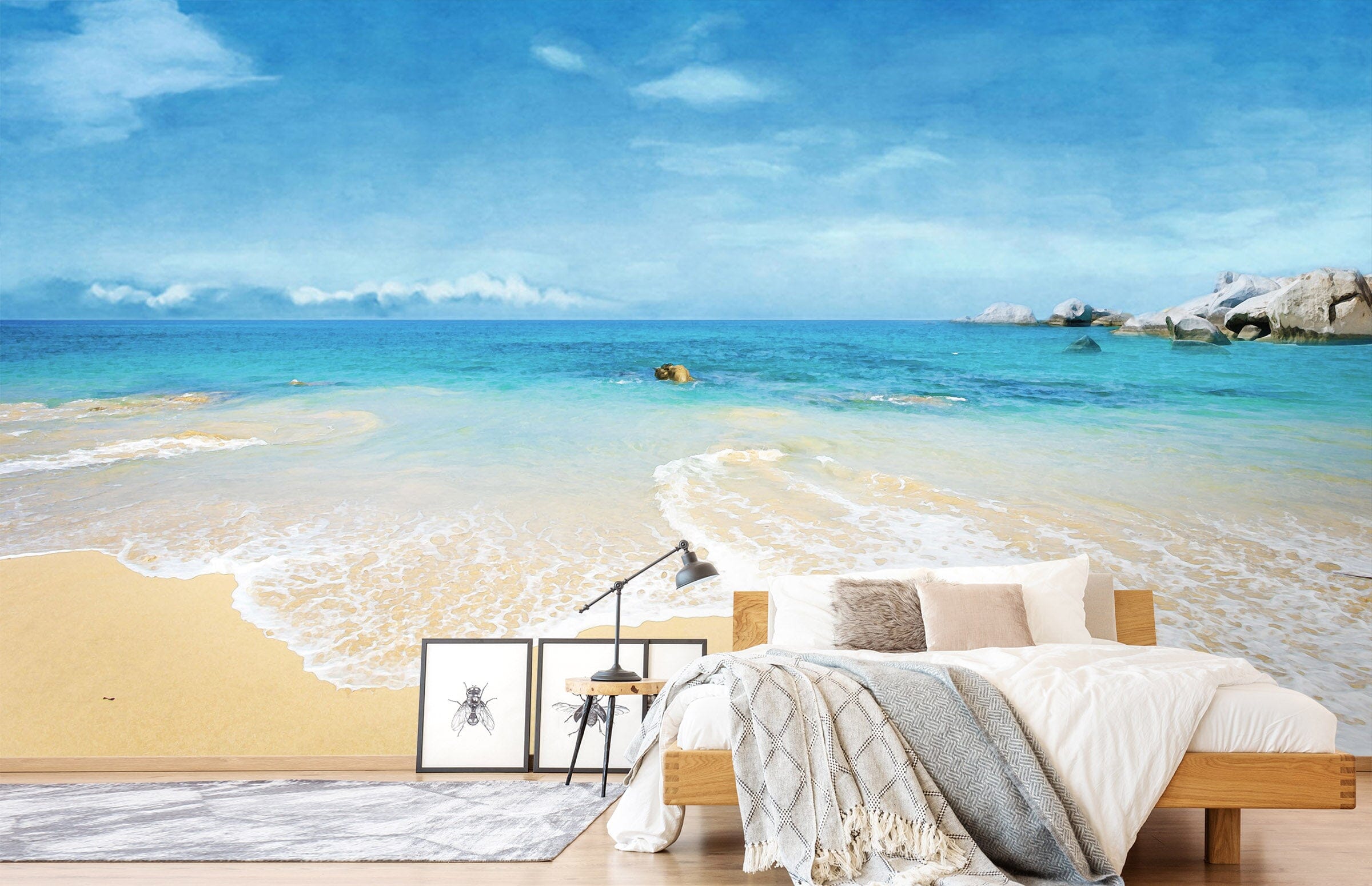3D Watercolor Beach 067 Wall Murals Wallpaper AJ Wallpaper 2 