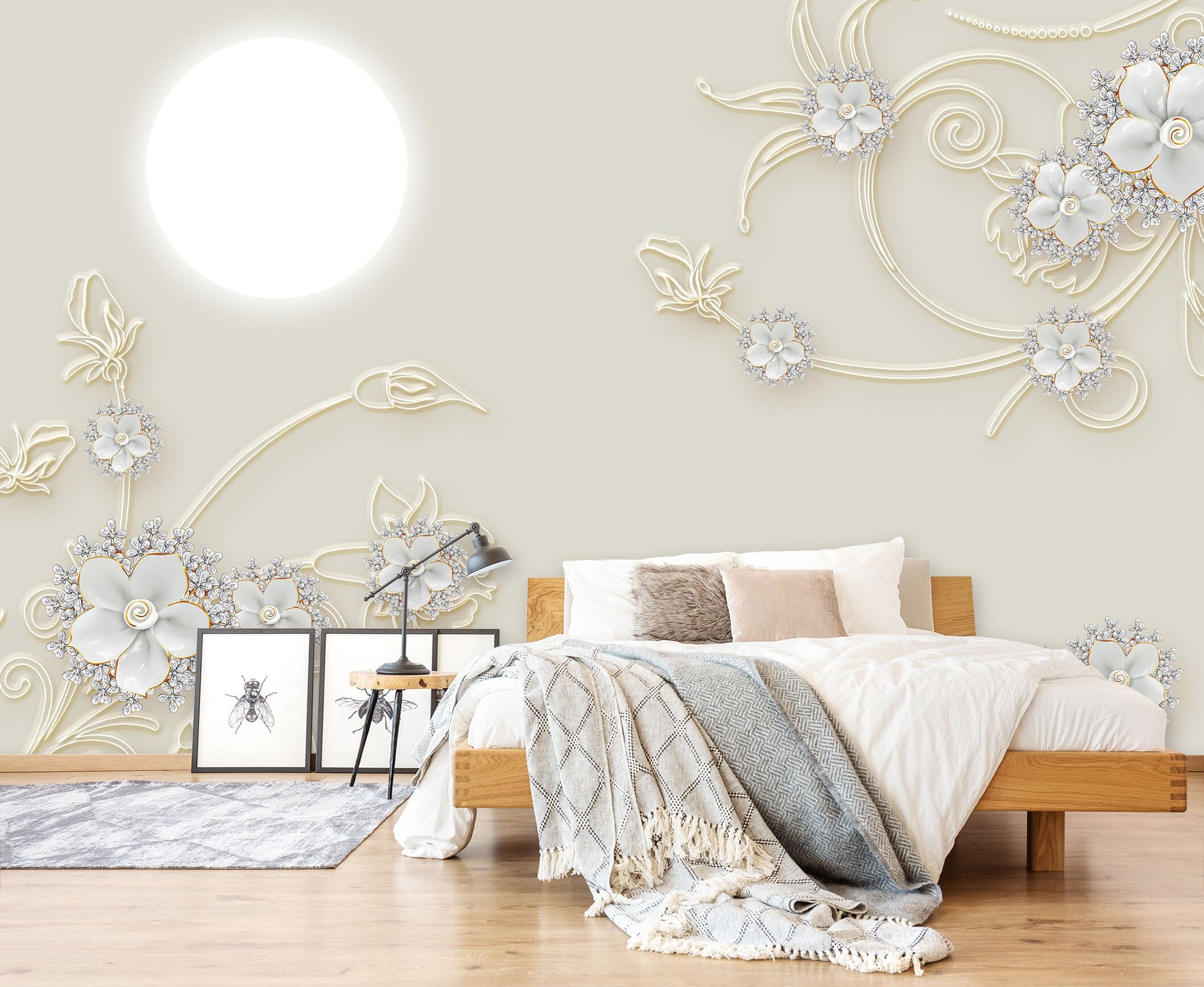 3D Moon Flower 1592 Wall Murals Wallpaper AJ Wallpaper 2 