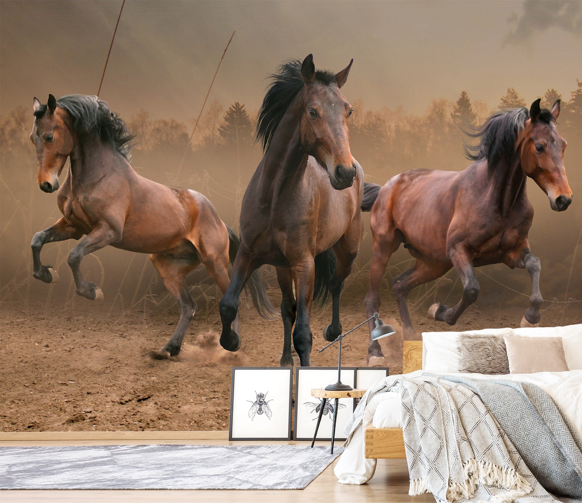 3D Wild Horse Herd 372 Wall Murals