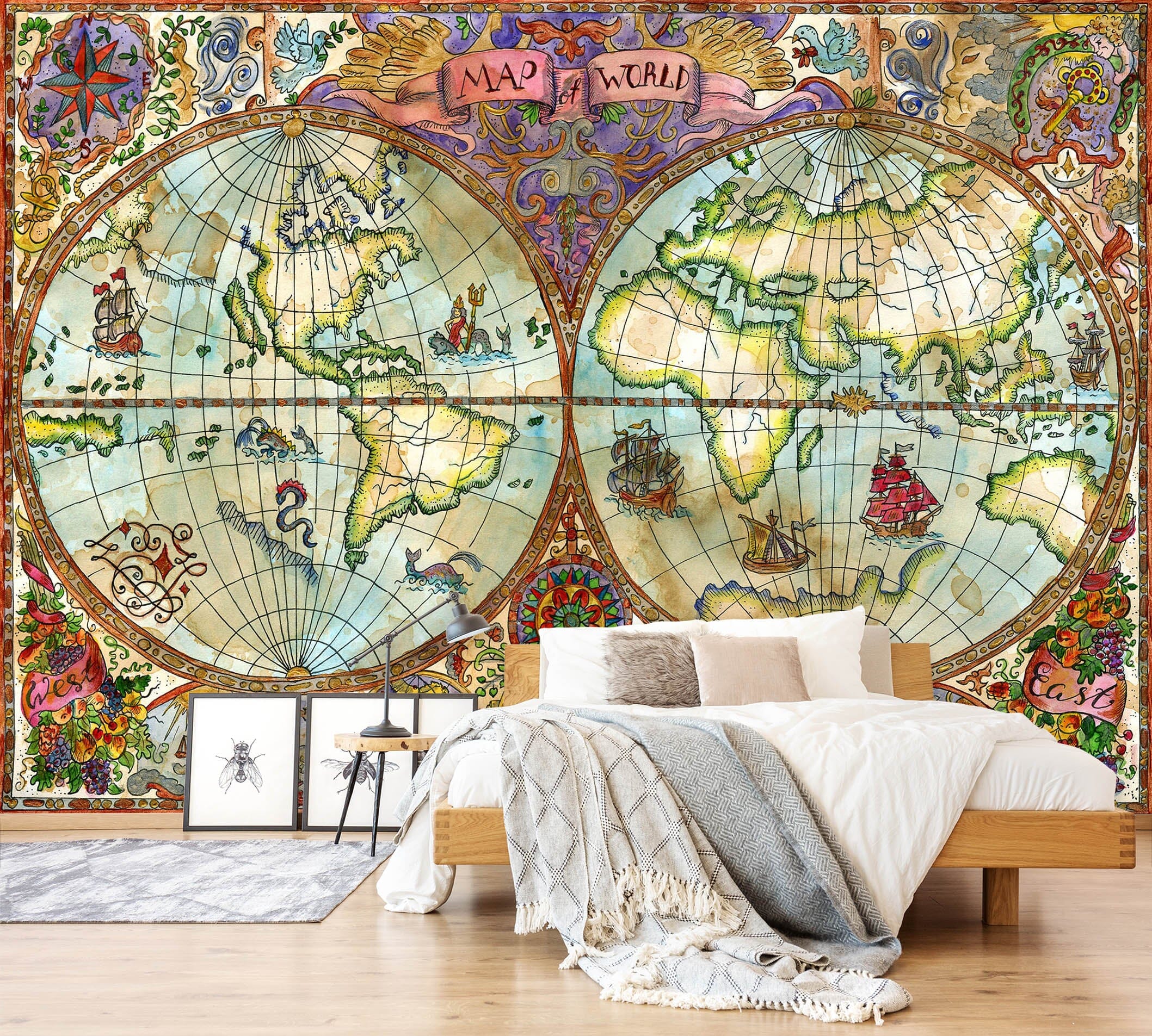3D Seven Oceans 2070 World Map Wall Murals Wallpaper AJ Wallpaper 2 