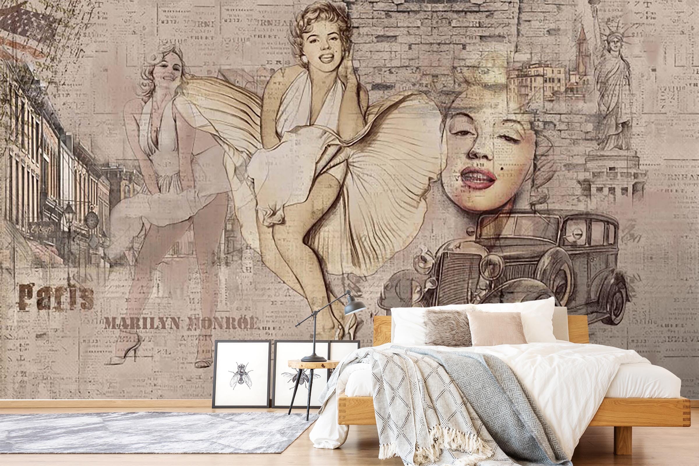 3D Vintage Marilyn Monroe 051 Wall Murals Wallpaper AJ Wallpaper 2 