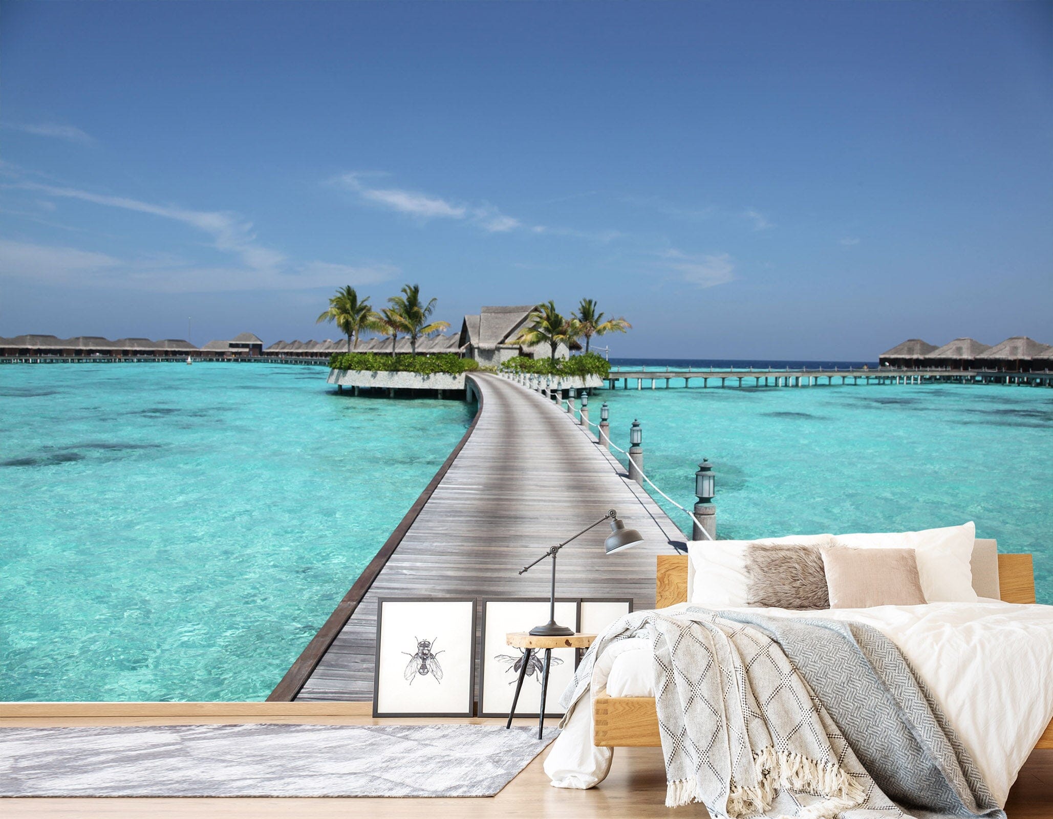 3D Sea Wooden Bridge 052 Wall Murals Wallpaper AJ Wallpaper 2 