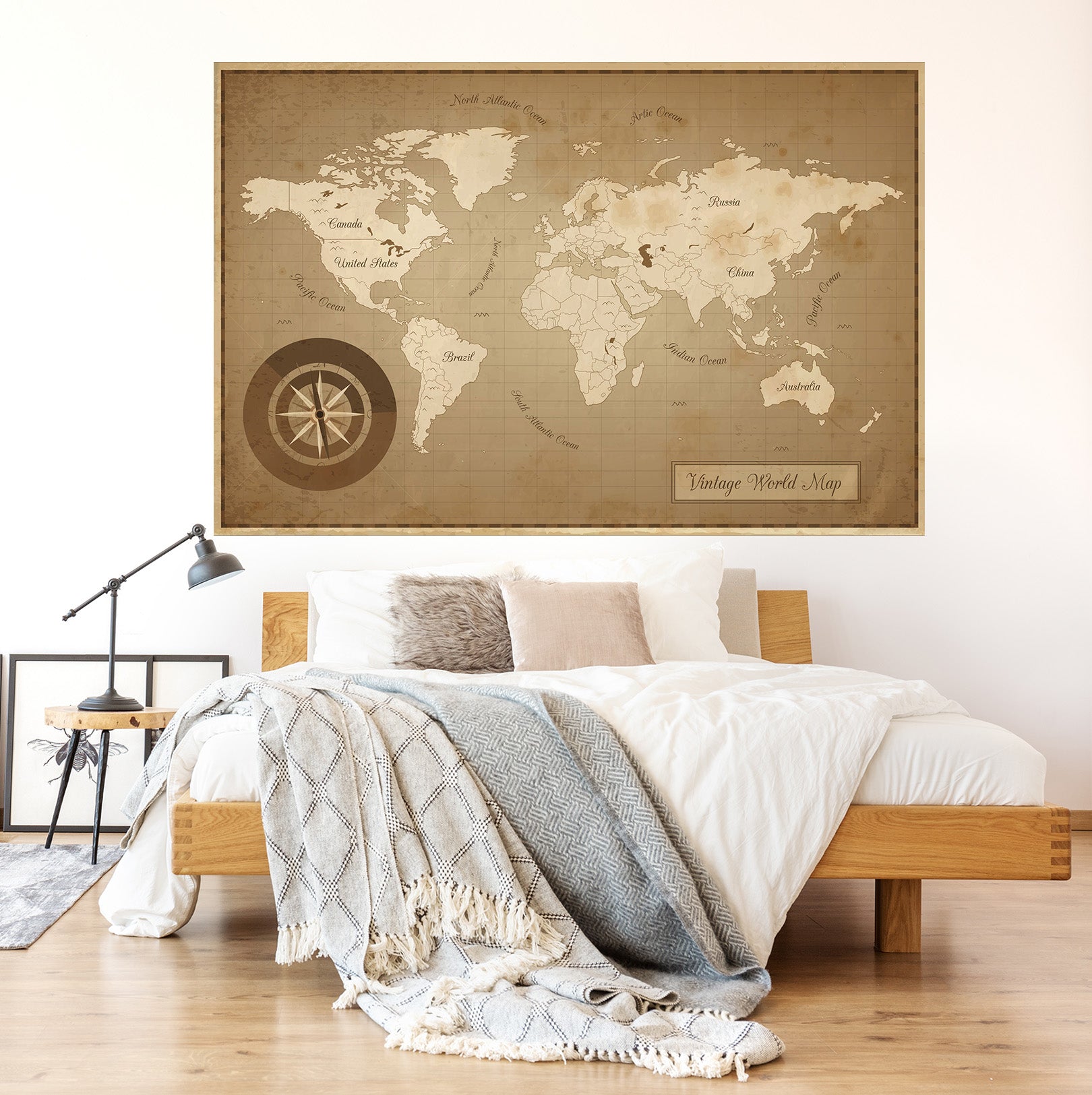 3D Nautical Route 296 World Map Wall Sticker