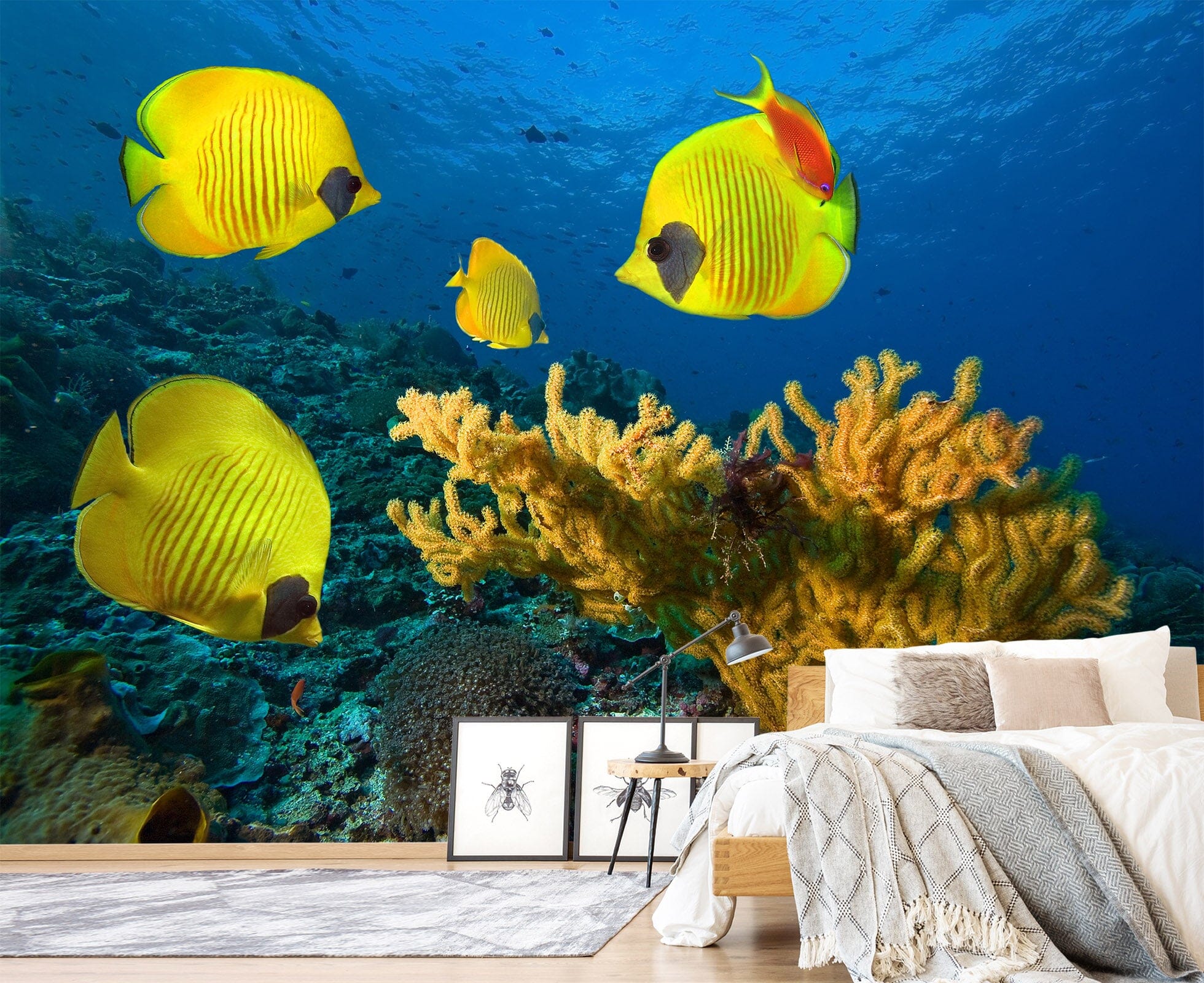 3D Yellow Fish 388 Wall Murals Wallpaper AJ Wallpaper 2 